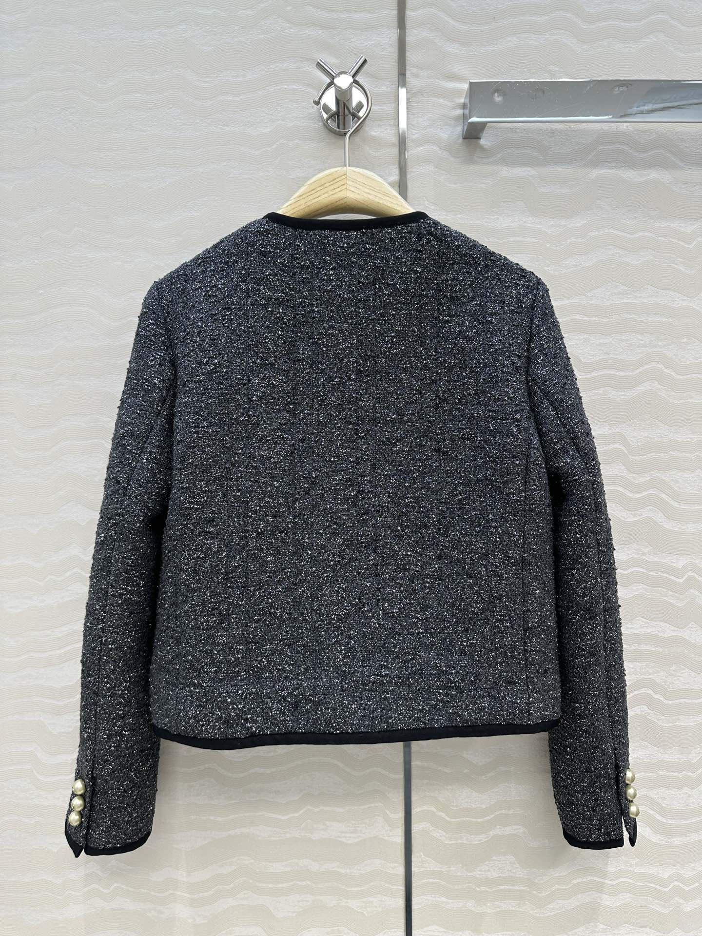 Miss D 490 シャネル風 ファッション グレー金 粗花呢 ハイウエスト ベルト付き ワンピース | 100%真丝裏地 - 画像 9