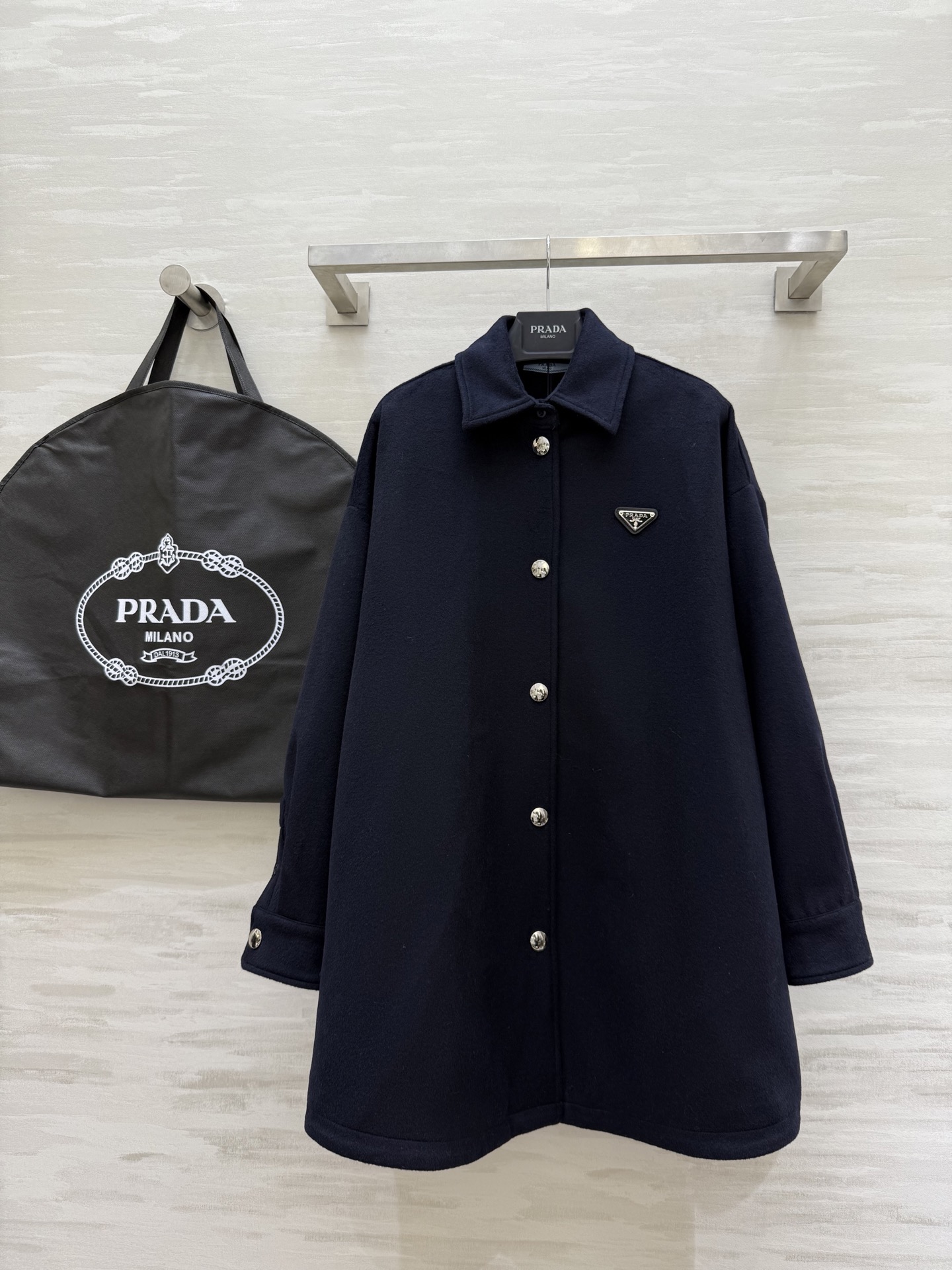 PRADA ニット メンズ 24FW 羊毛 ブルゾン ブラック - 画像 1