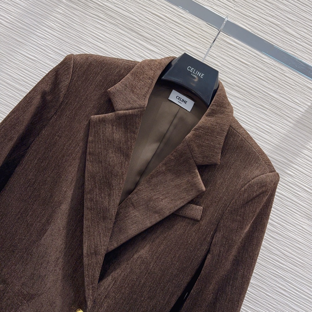 CELINE 2025FW ブレザー スーツセット ブラウン CORDUROY - 画像 3