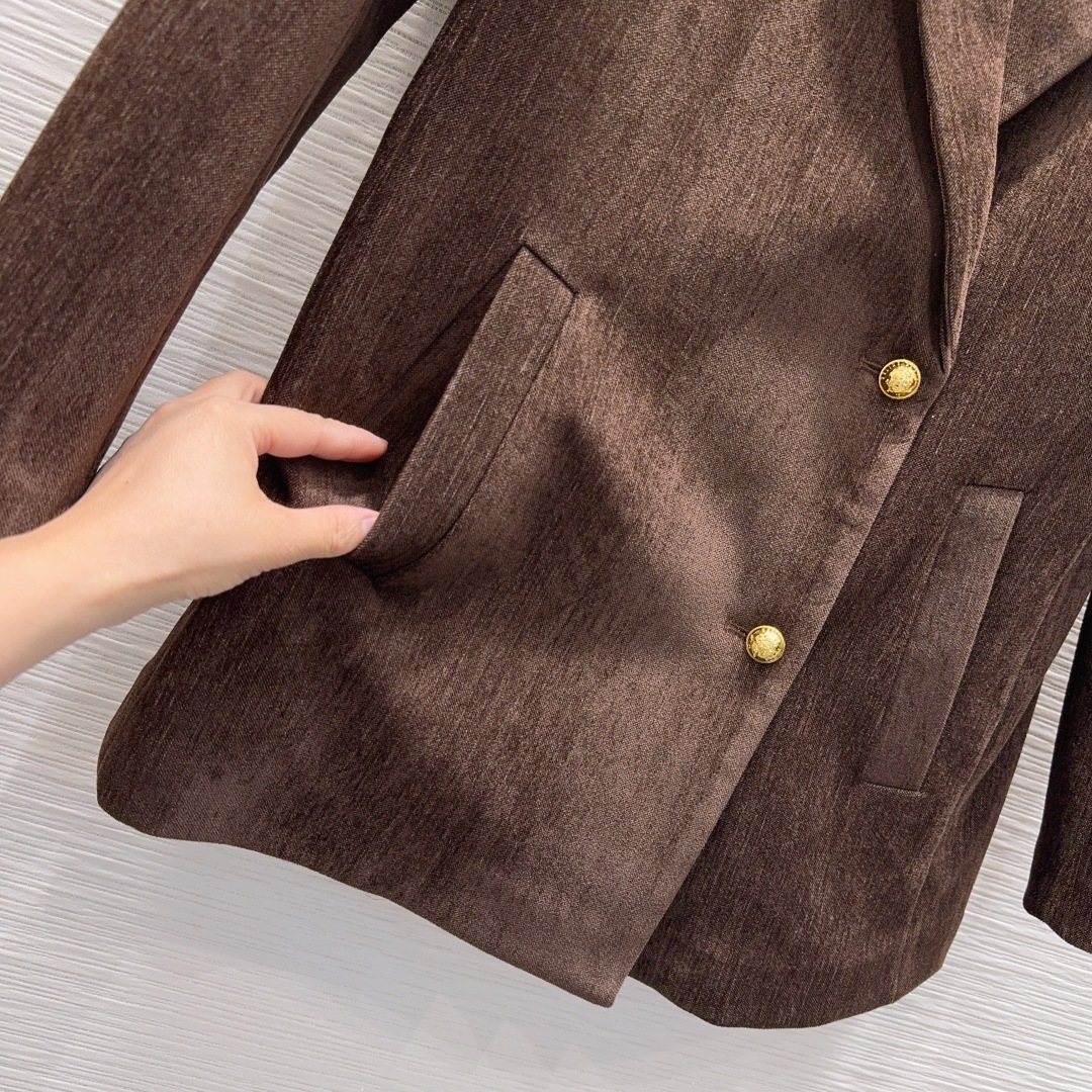 CELINE 2025FW ブレザー スーツセット ブラウン CORDUROY - 画像 5