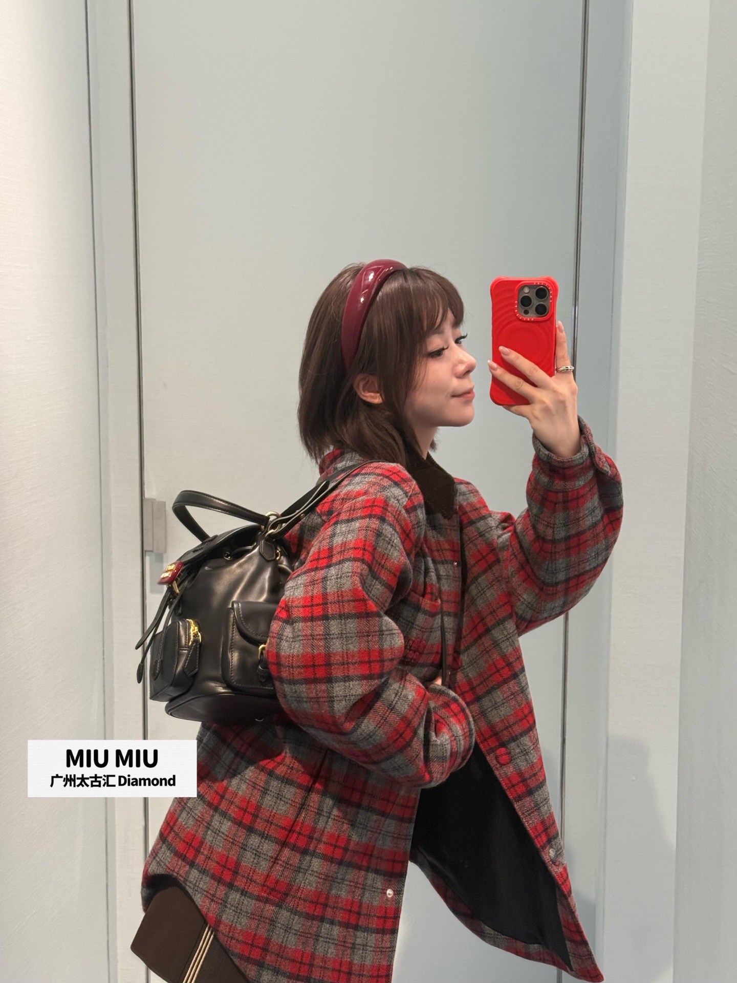 MIUMI 530 25FW秋冬 新作 レッドチェック シャツスタイル ダウンジャケット 棕褐色灯芯绒 フリーサイズ | SML - 画像 5