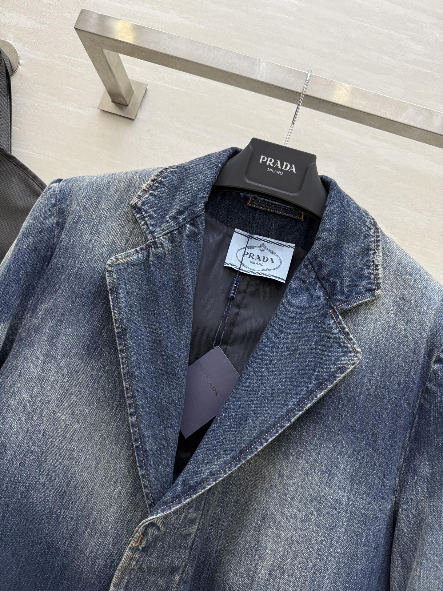 PRADA 530 Prad2FW シャツジャケット デニム 西装スタイル 3WAY | ブルー - 画像 3