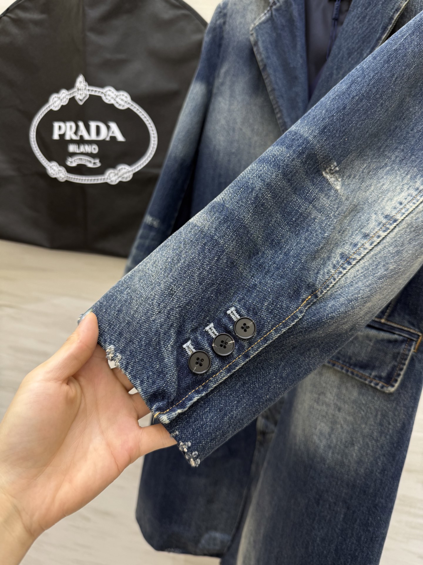 PRADA 530 Prad2FW シャツジャケット デニム 西装スタイル 3WAY | ブルー - 画像 5