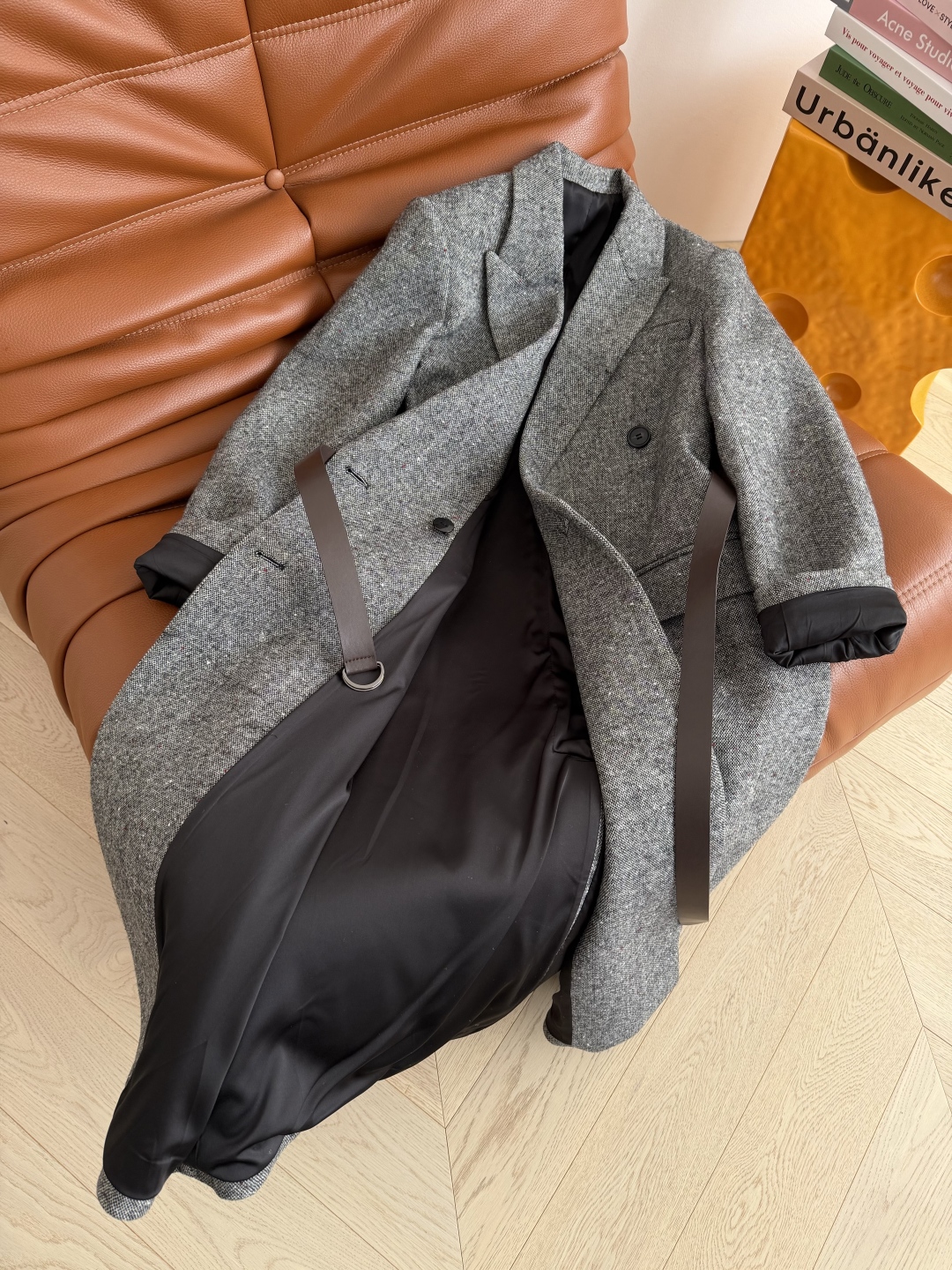 530 ロングコート ダブルブレスト 腰ベルト付き ブラック ワイドウエスト ブラック ワイドウエスト ロングコート 4000 - 画像 7