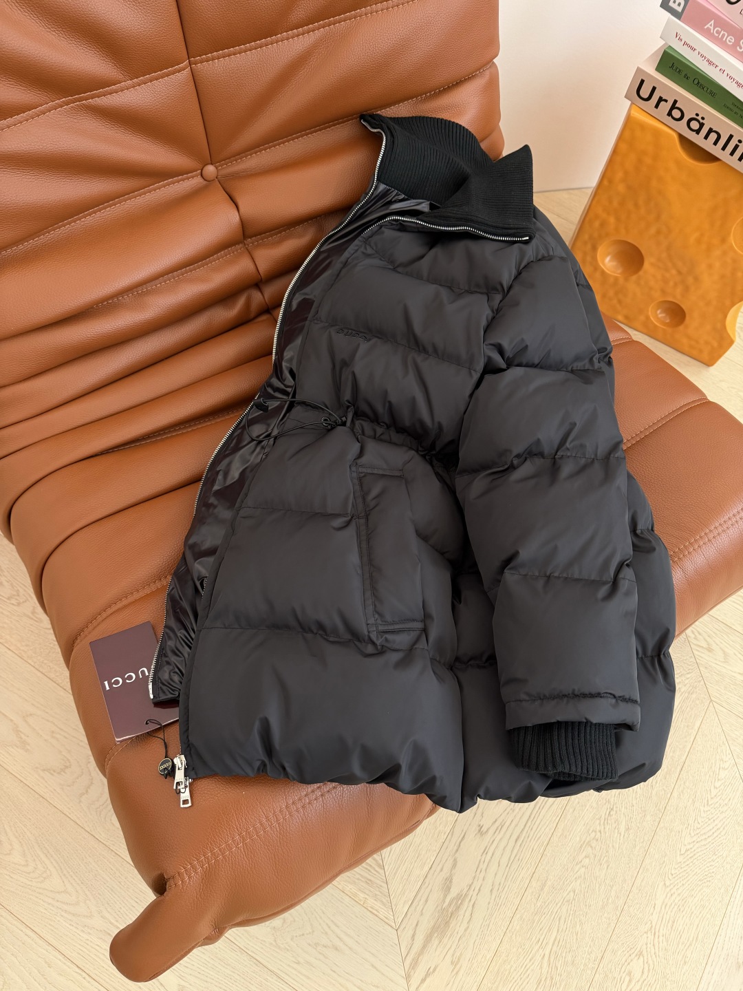 GUCCI 540 25 ニット襟 ダウンジャケット 腰部引き締め 軽量 ブラック - 画像 7