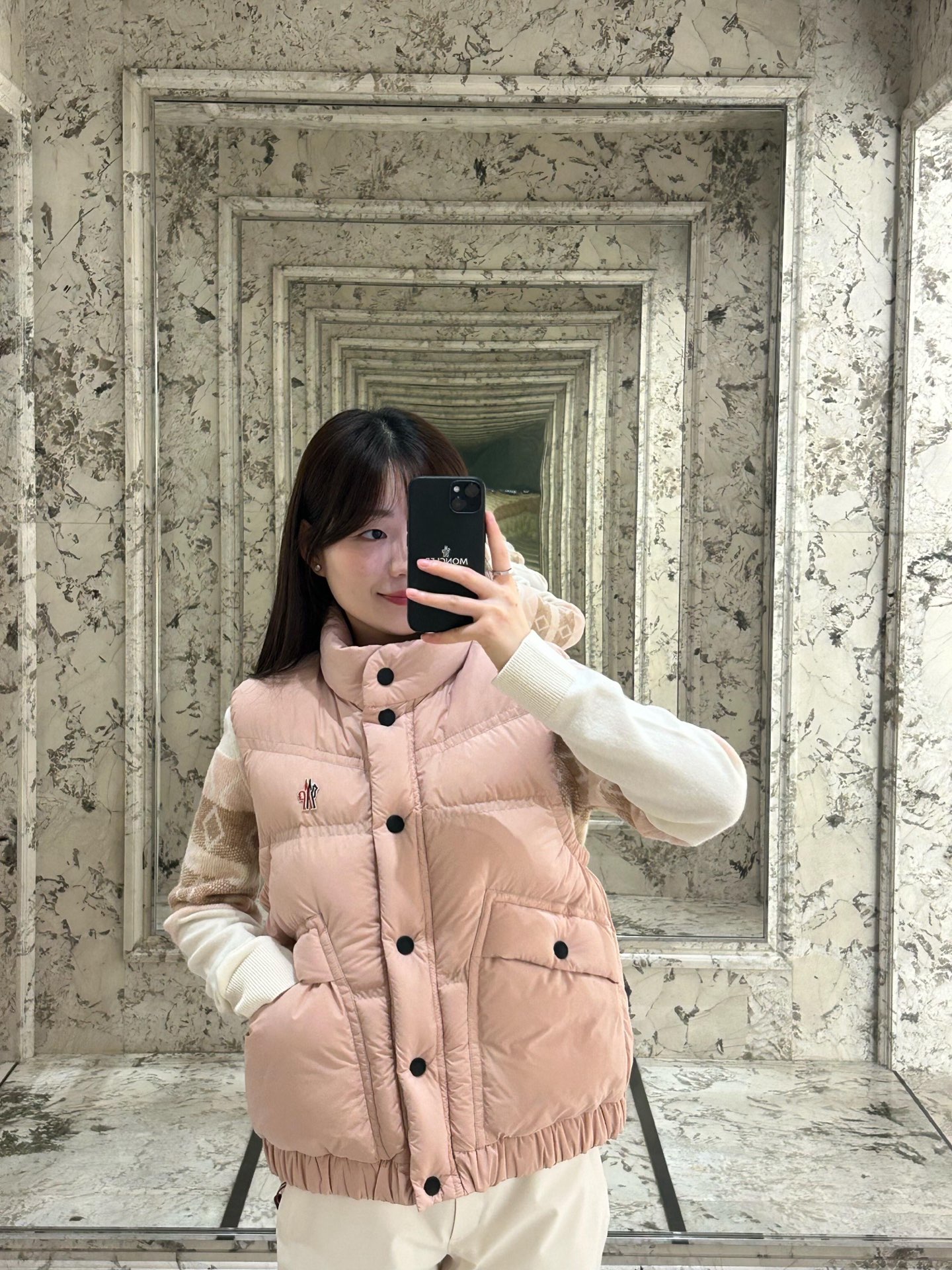 Monler 550 メンズ フリースパッド ピンク|白鵝絨|SML - 画像 1