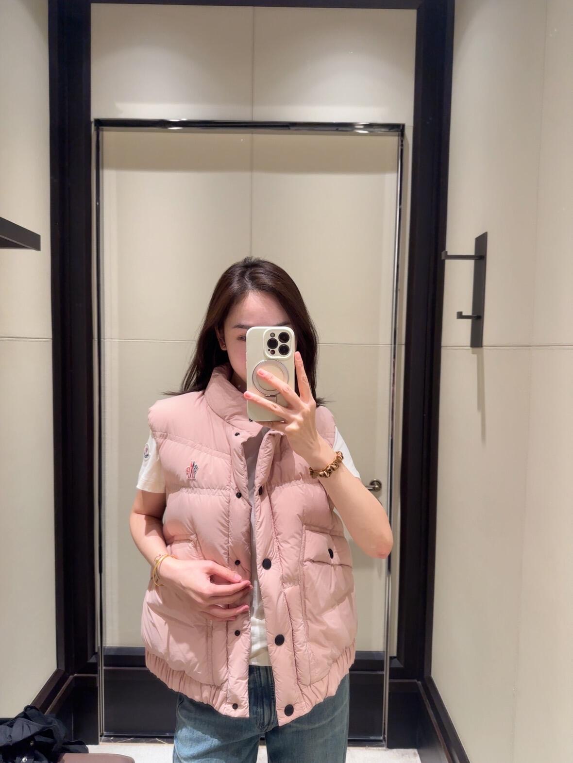 Monler 550 メンズ フリースパッド ピンク|白鵝絨|SML - 画像 2