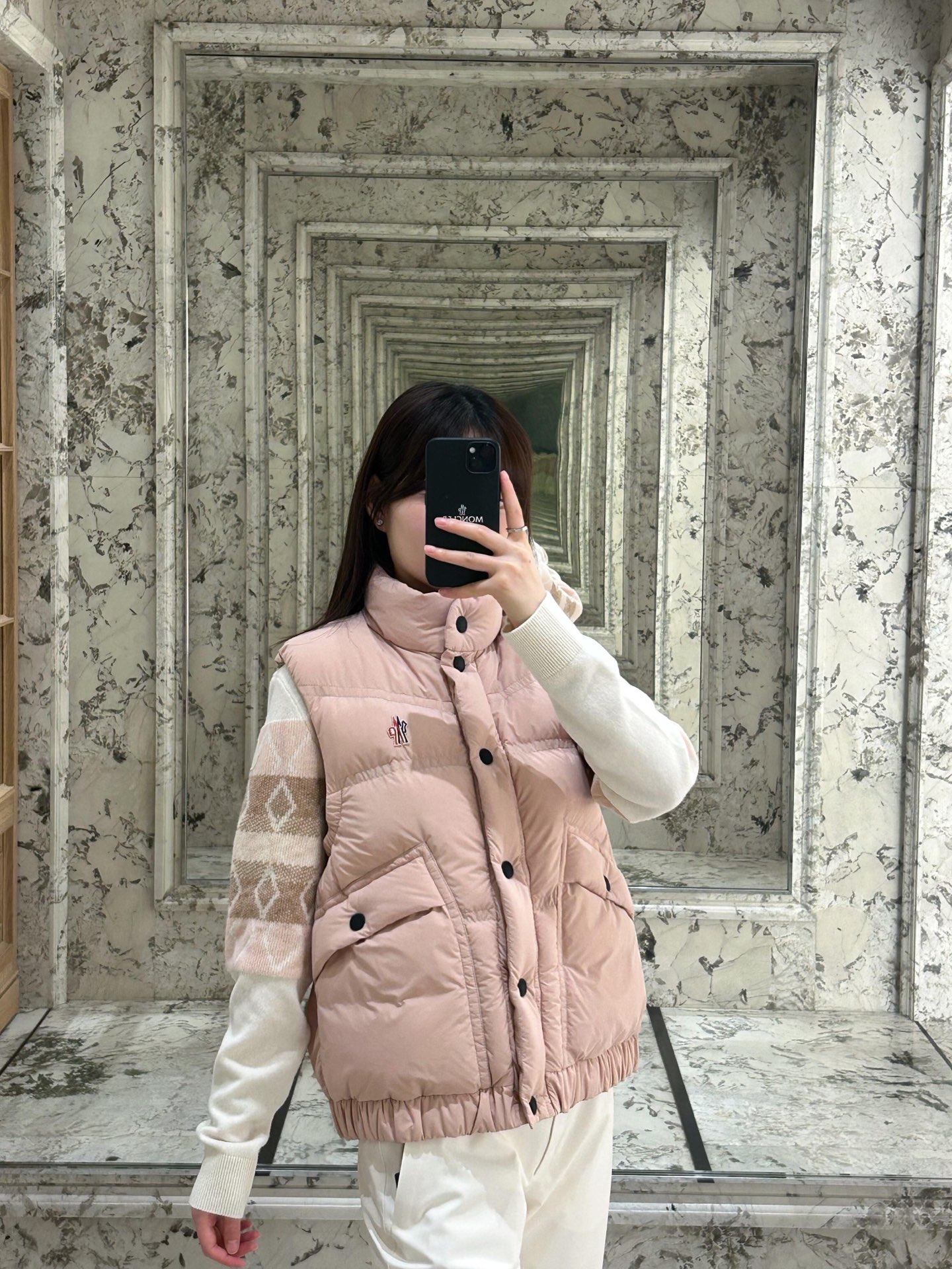 Monler 550 メンズ フリースパッド ピンク|白鵝絨|SML - 画像 3