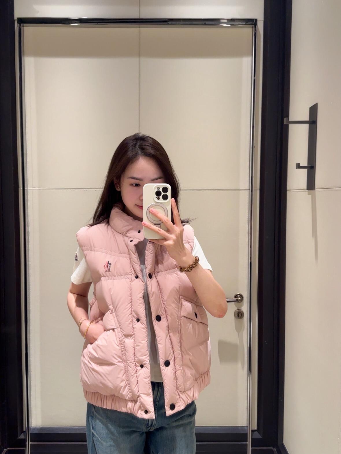 Monler 550 メンズ フリースパッド ピンク|白鵝絨|SML - 画像 5