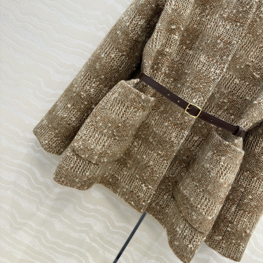 jimi 550 フランネル グレンチェック ベルト付き ブラウン 裏地付き ワンピース仕立て ストレッチ素材 - 画像 6