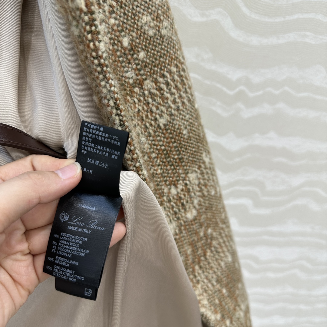 jimi 550 フランネル グレンチェック ベルト付き ブラウン 裏地付き ワンピース仕立て ストレッチ素材 - 画像 8