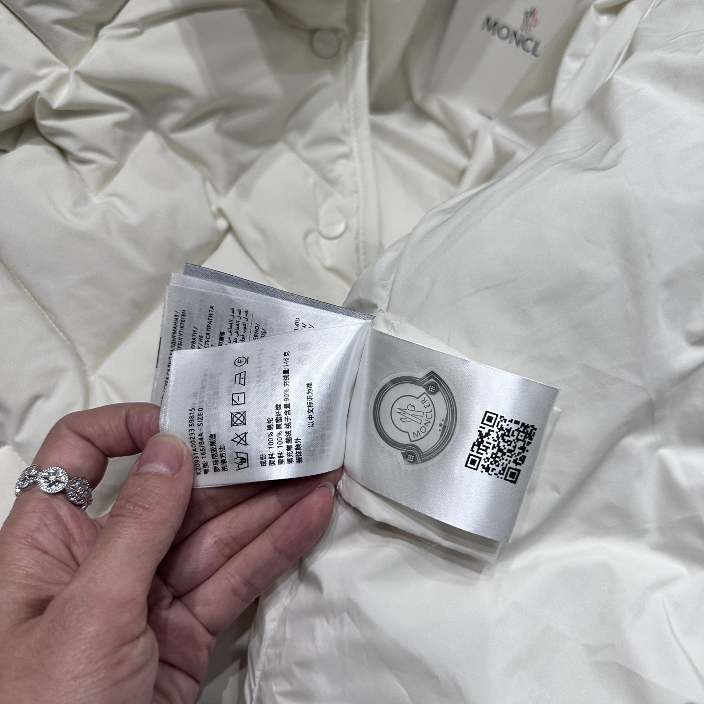 Seneven 550 短丈 ロゴ入り ホワイト 90%グースダウン 短袖羽織り 1705字符 - 画像 8