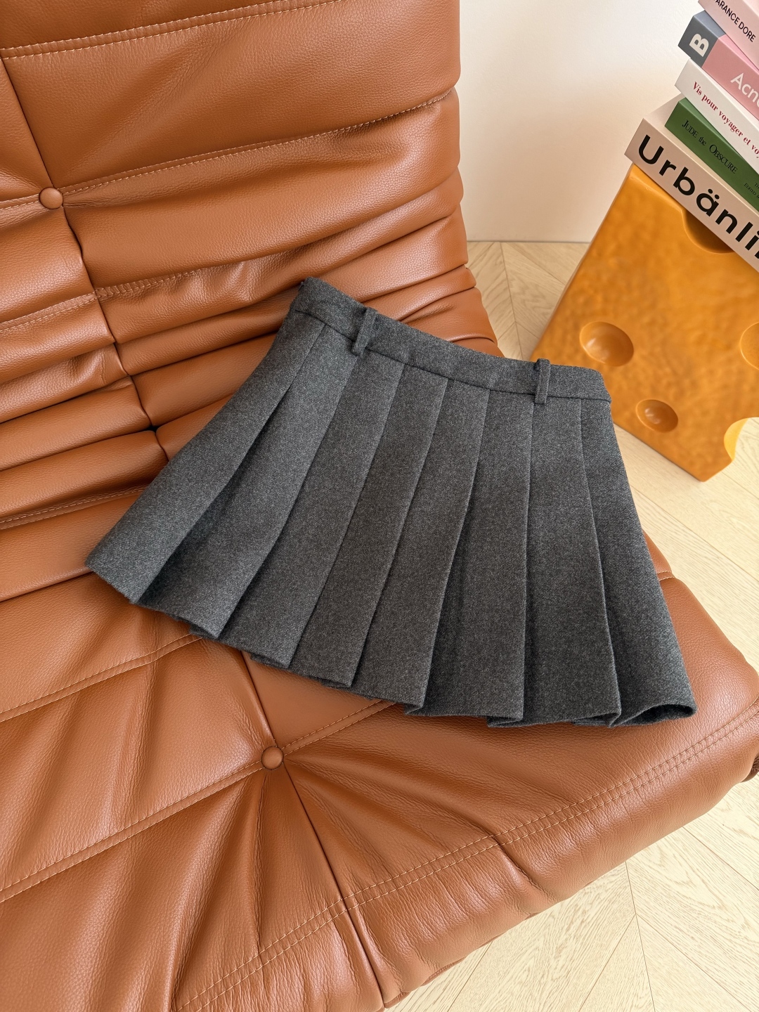 560 レトロ ファッション 25秋冬 ダブルブレスト プリーツスカート ウール ボルドー刺繍 グレー | ファッションセット - 画像 7