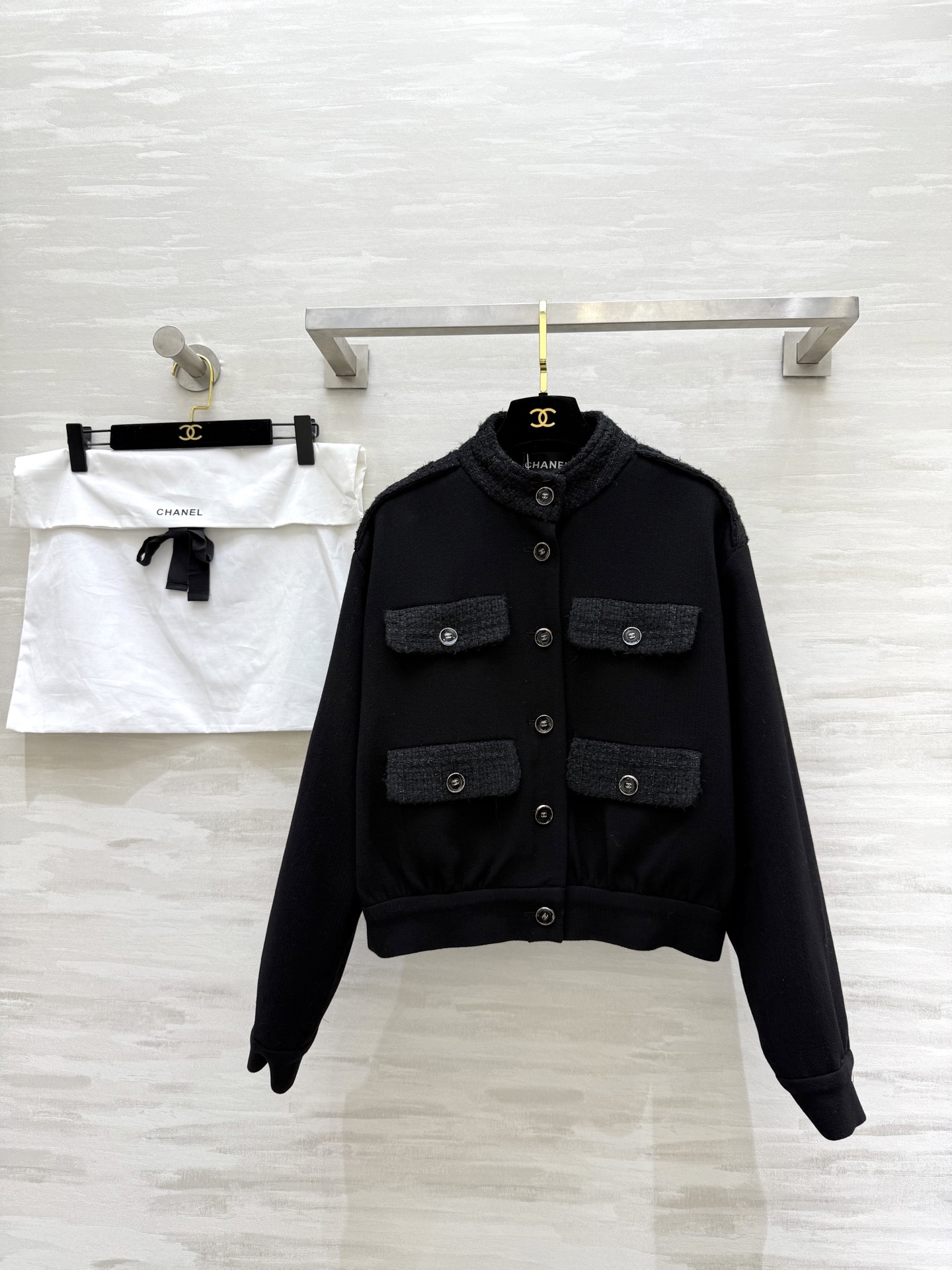 CHANEL 570 Chane2 秋冬 オールドスタイル ロゴ入り ブラック 100%ウール - 画像 1