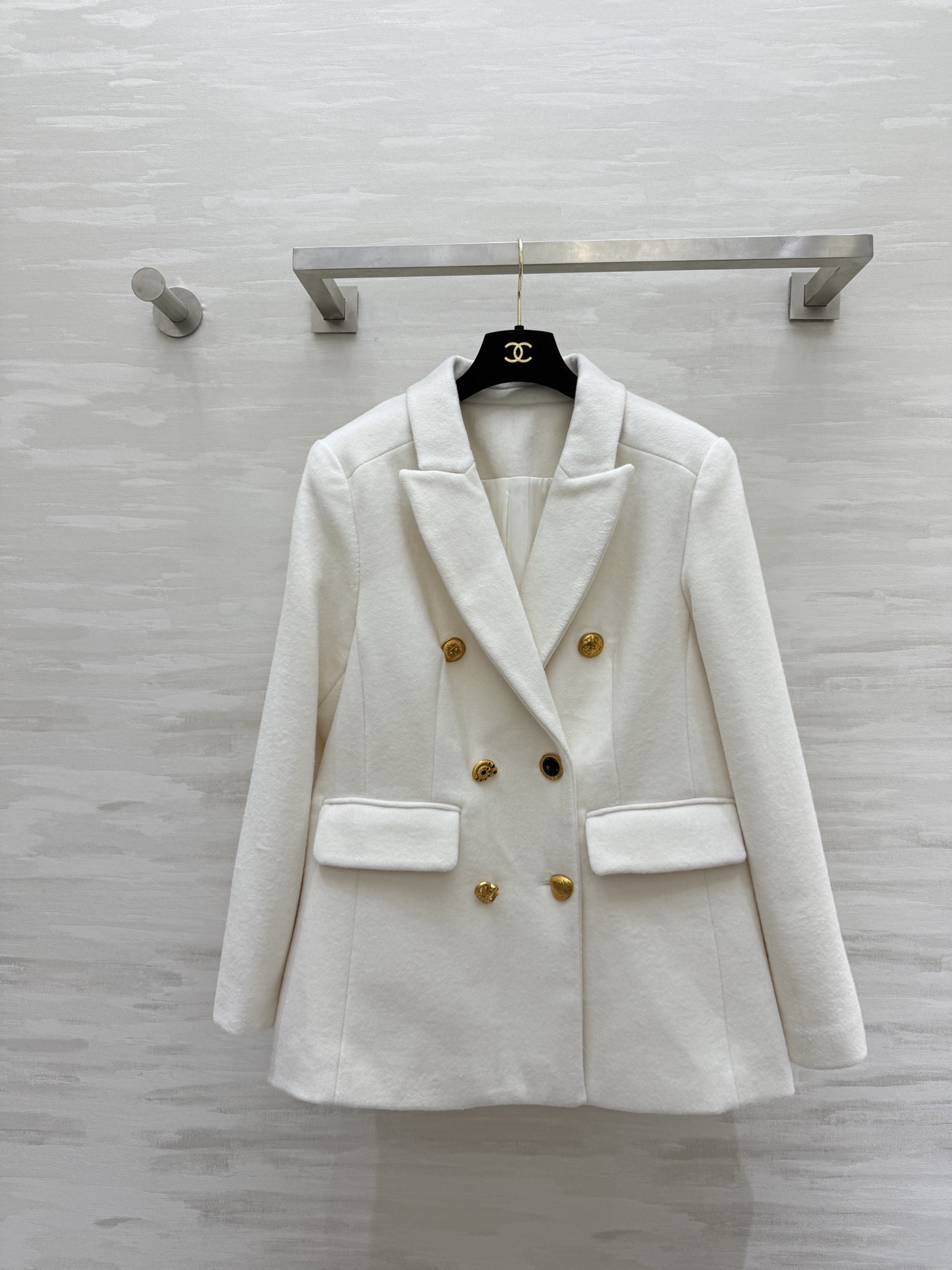 580 schiaparelli2 秋冬 新作 羊毛呢 ウール ファインコート ダブルブレスト ホワイト | SML - 画像 1