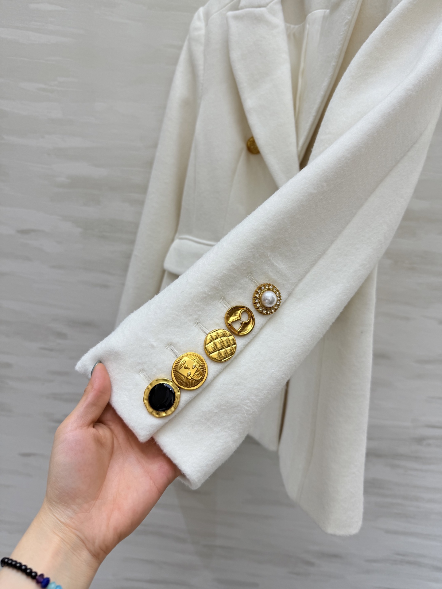 580 schiaparelli2 秋冬 新作 羊毛呢 ウール ファインコート ダブルブレスト ホワイト | SML - 画像 2