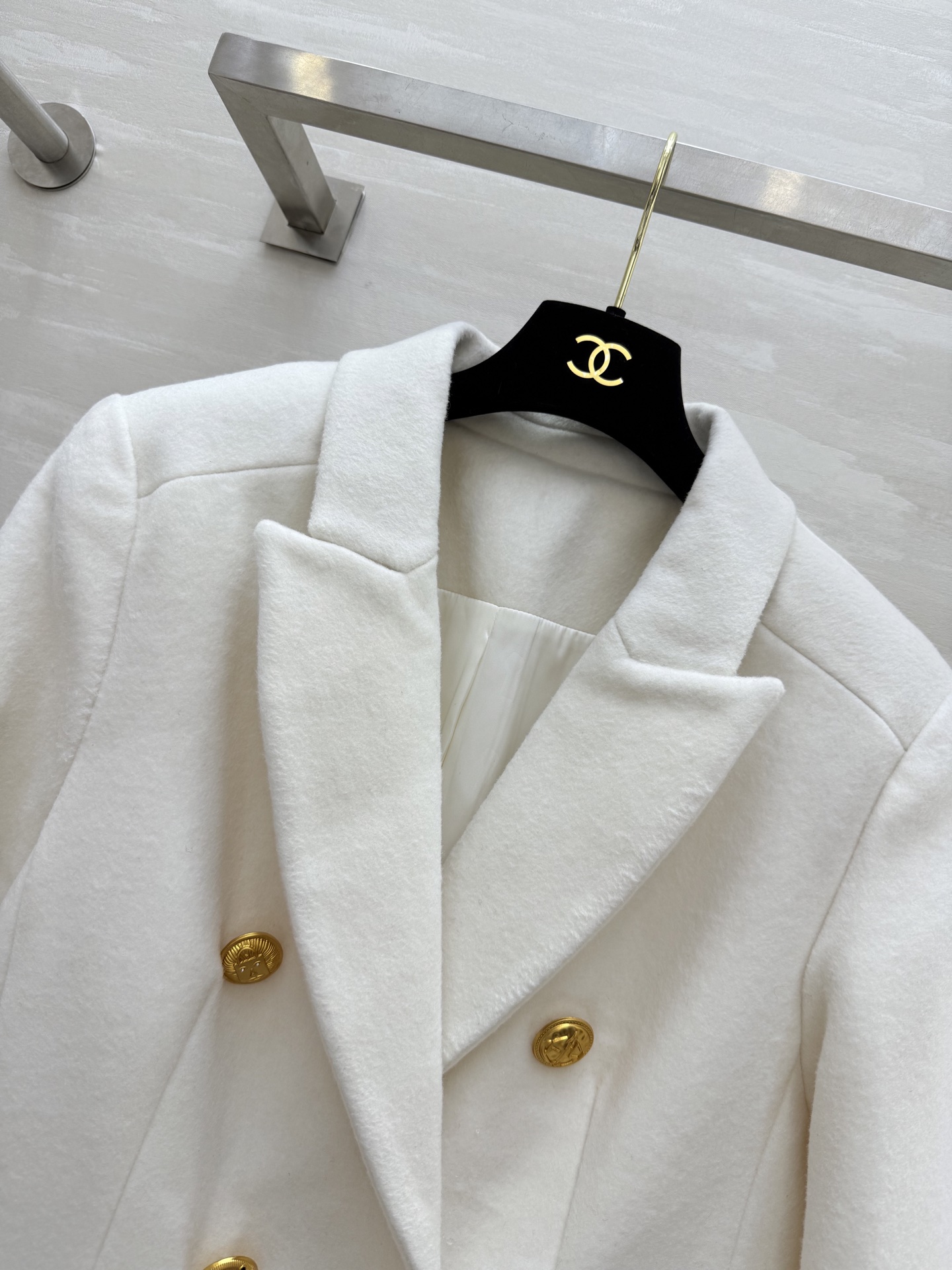 580 schiaparelli2 秋冬 新作 羊毛呢 ウール ファインコート ダブルブレスト ホワイト | SML - 画像 4