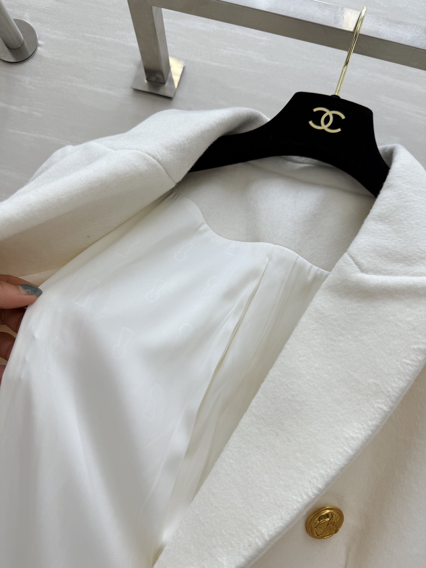 580 schiaparelli2 秋冬 新作 羊毛呢 ウール ファインコート ダブルブレスト ホワイト | SML - 画像 5