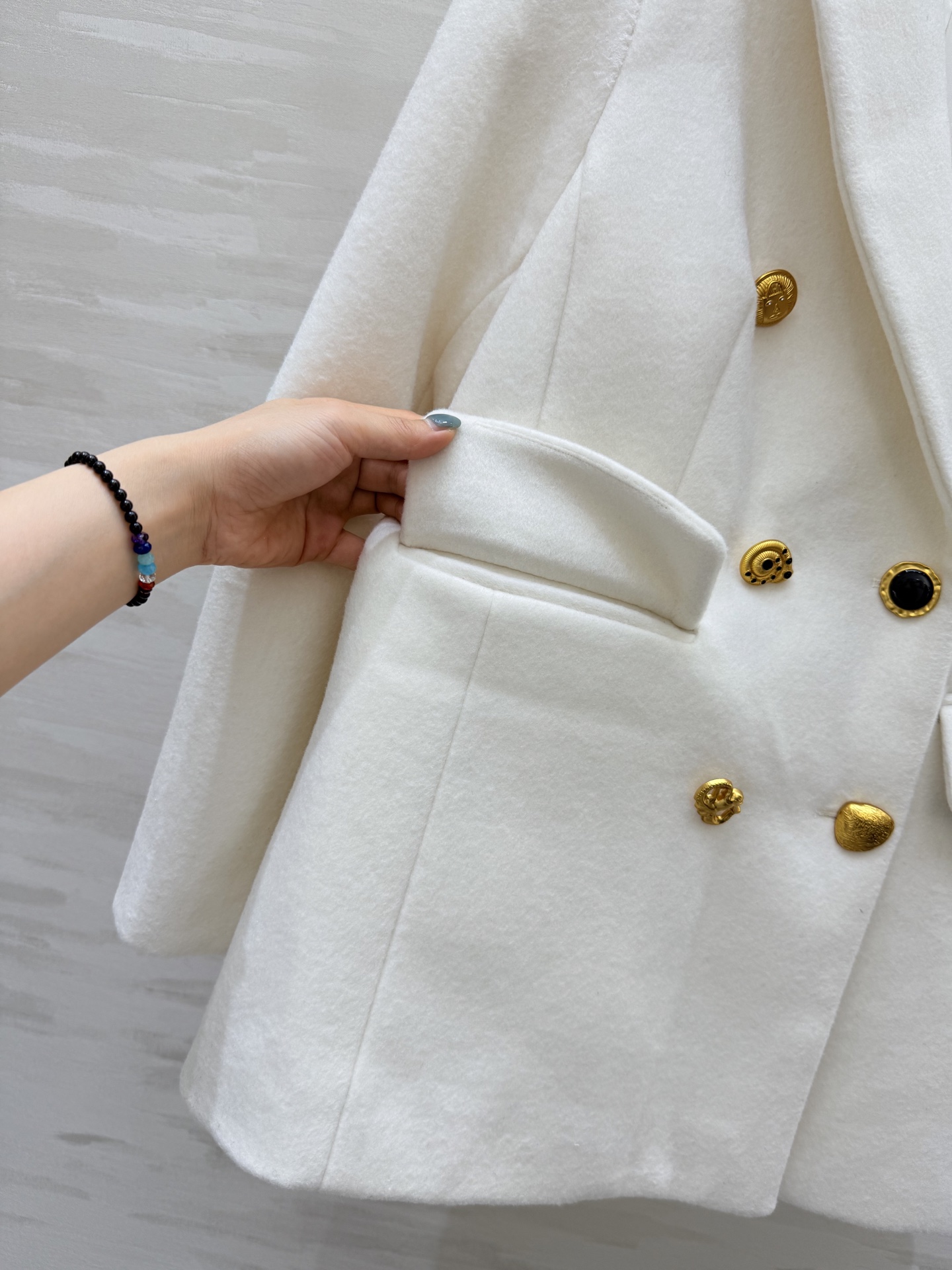 580 schiaparelli2 秋冬 新作 羊毛呢 ウール ファインコート ダブルブレスト ホワイト | SML - 画像 8