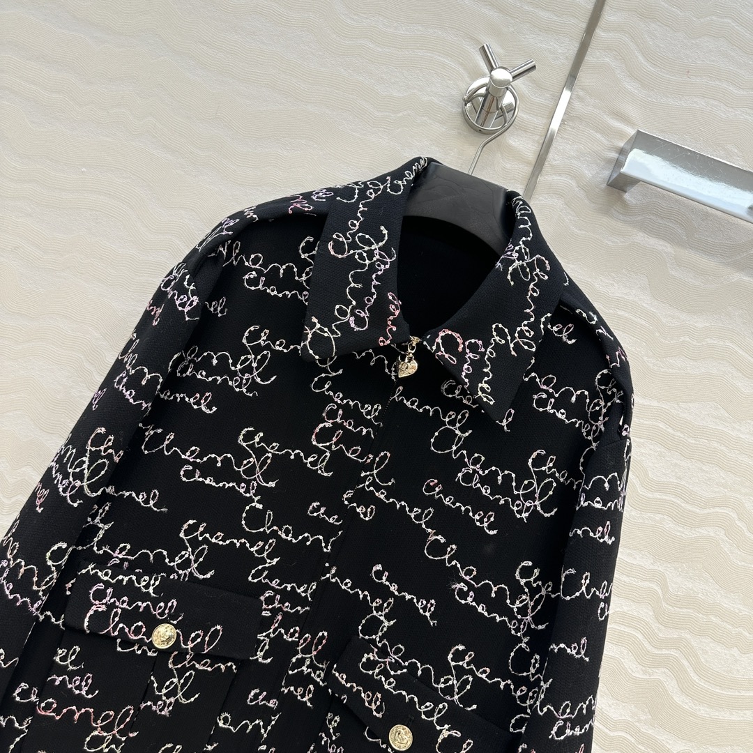 CHANEL 620 ロゴ刺繍 フードなし オーバーサイズ ロンT タイツ ブラック - 画像 2