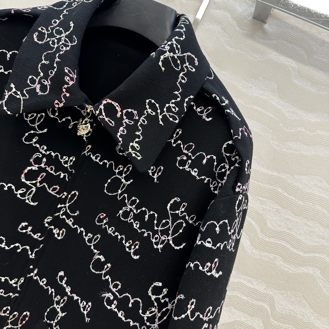 CHANEL 620 ロゴ刺繍 フードなし オーバーサイズ ロンT タイツ ブラック - 画像 3