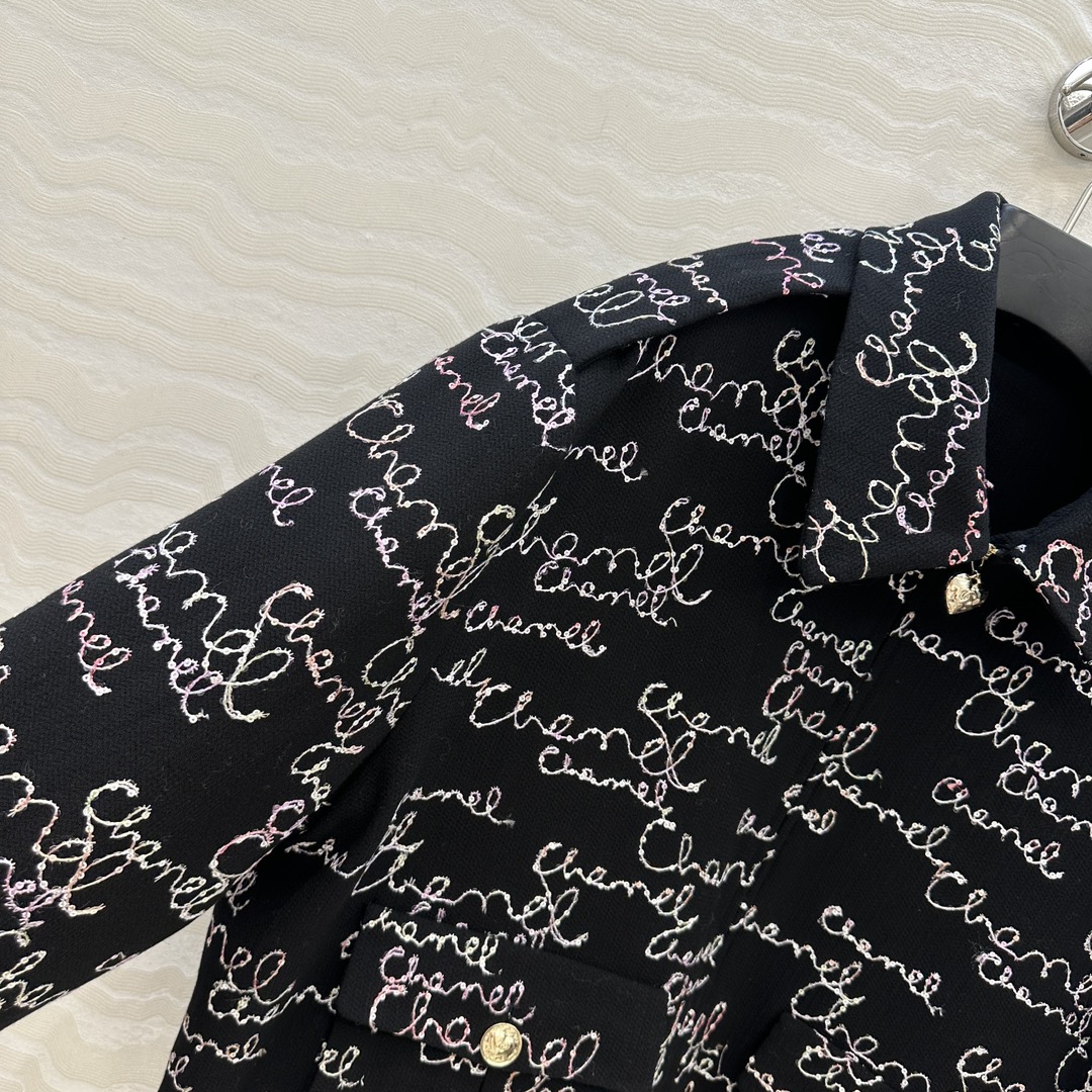 CHANEL 620 ロゴ刺繍 フードなし オーバーサイズ ロンT タイツ ブラック - 画像 4