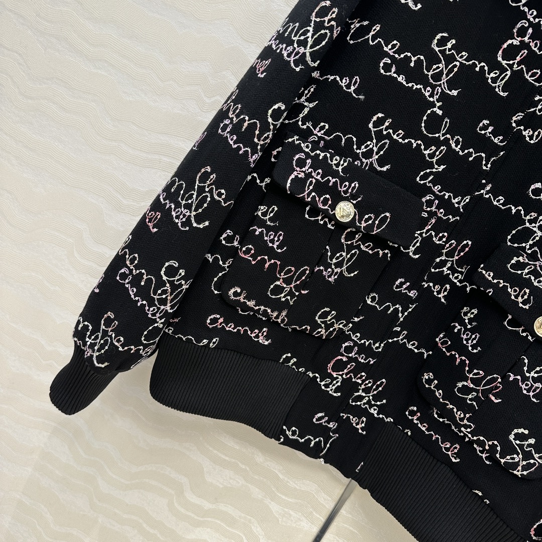 CHANEL 620 ロゴ刺繍 フードなし オーバーサイズ ロンT タイツ ブラック - 画像 5