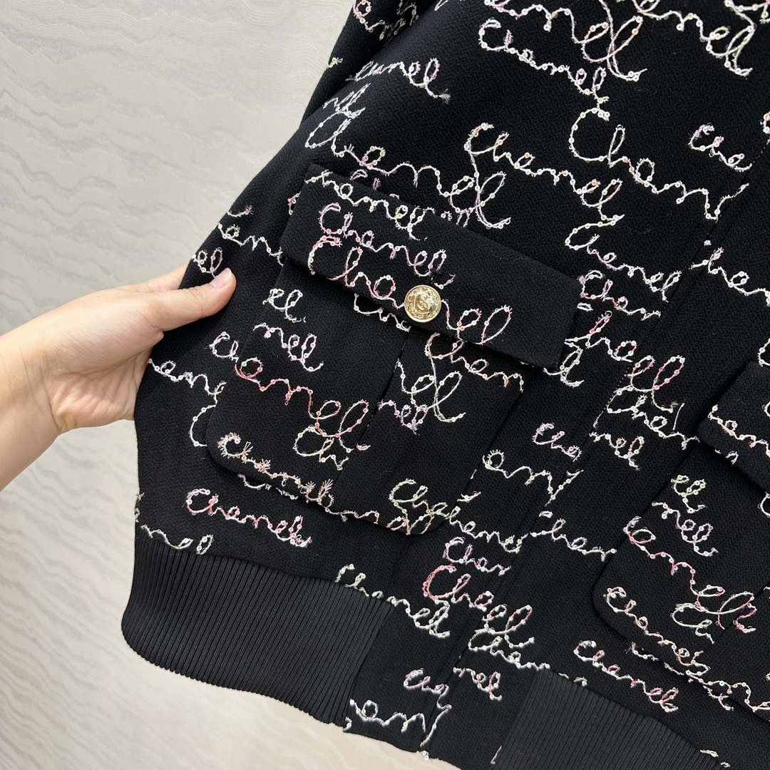 CHANEL 620 ロゴ刺繍 フードなし オーバーサイズ ロンT タイツ ブラック - 画像 6