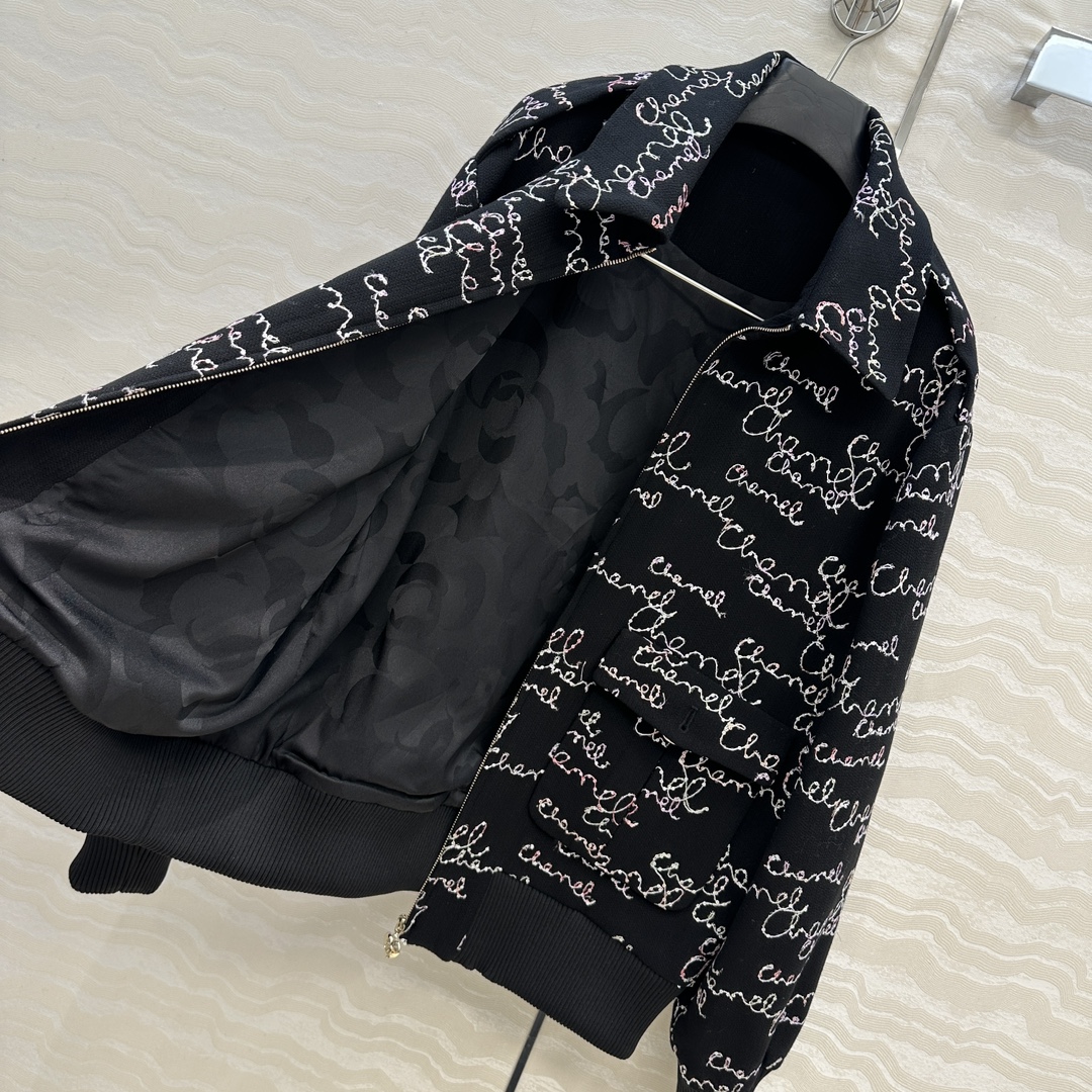 CHANEL 620 ロゴ刺繍 フードなし オーバーサイズ ロンT タイツ ブラック - 画像 7