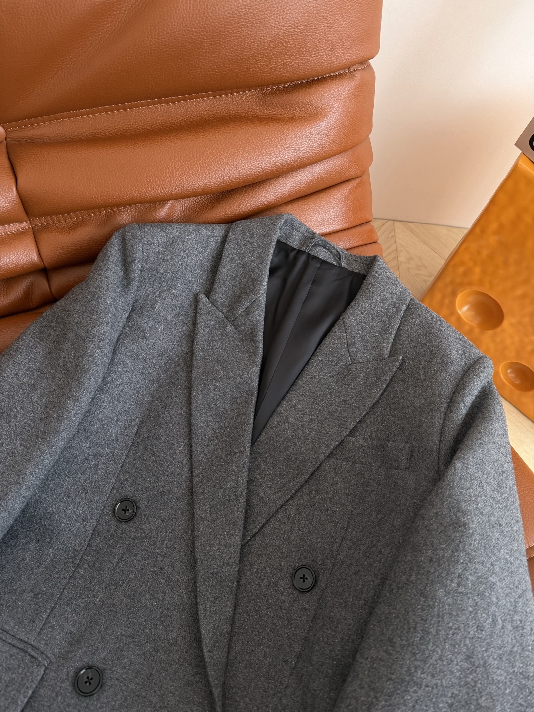 （ブランド名未記載）25FW デジタル袖標 ブレザー セットアップ シルク混 灰色 縦型ボタン 2WAY 3WAY 普段着 通勤 3色展開 - 画像 3