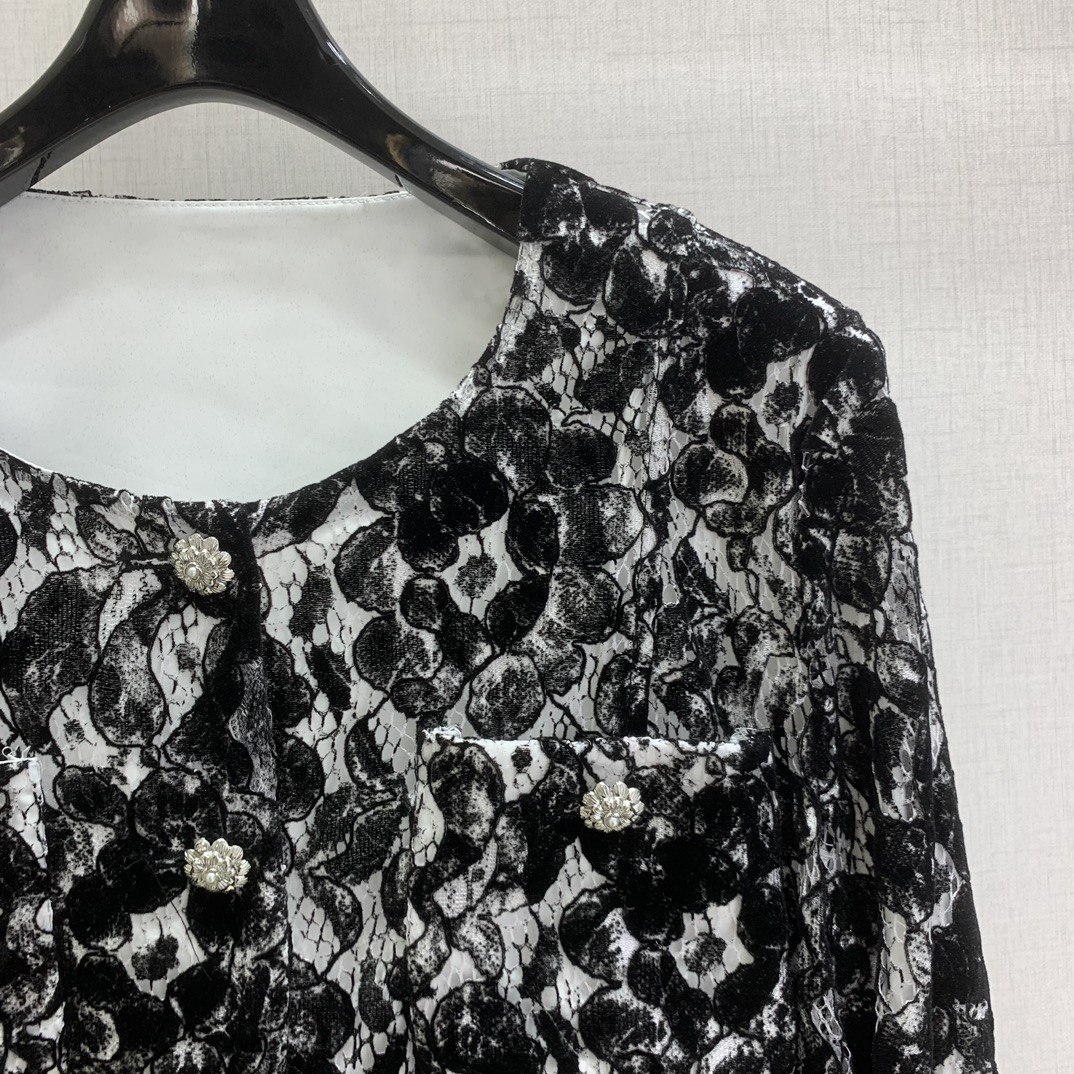 CHANE 410 フランス製レース ブラック 素材:79.1%粘纤 20.9%锦纶（含胶）植绒 100%锦纶（胶除外）里料:100%聚酯纤维 - 画像 4