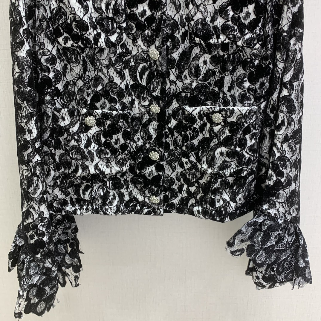 CHANE 410 フランス製レース ブラック 素材:79.1%粘纤 20.9%锦纶（含胶）植绒 100%锦纶（胶除外）里料:100%聚酯纤维 - 画像 6