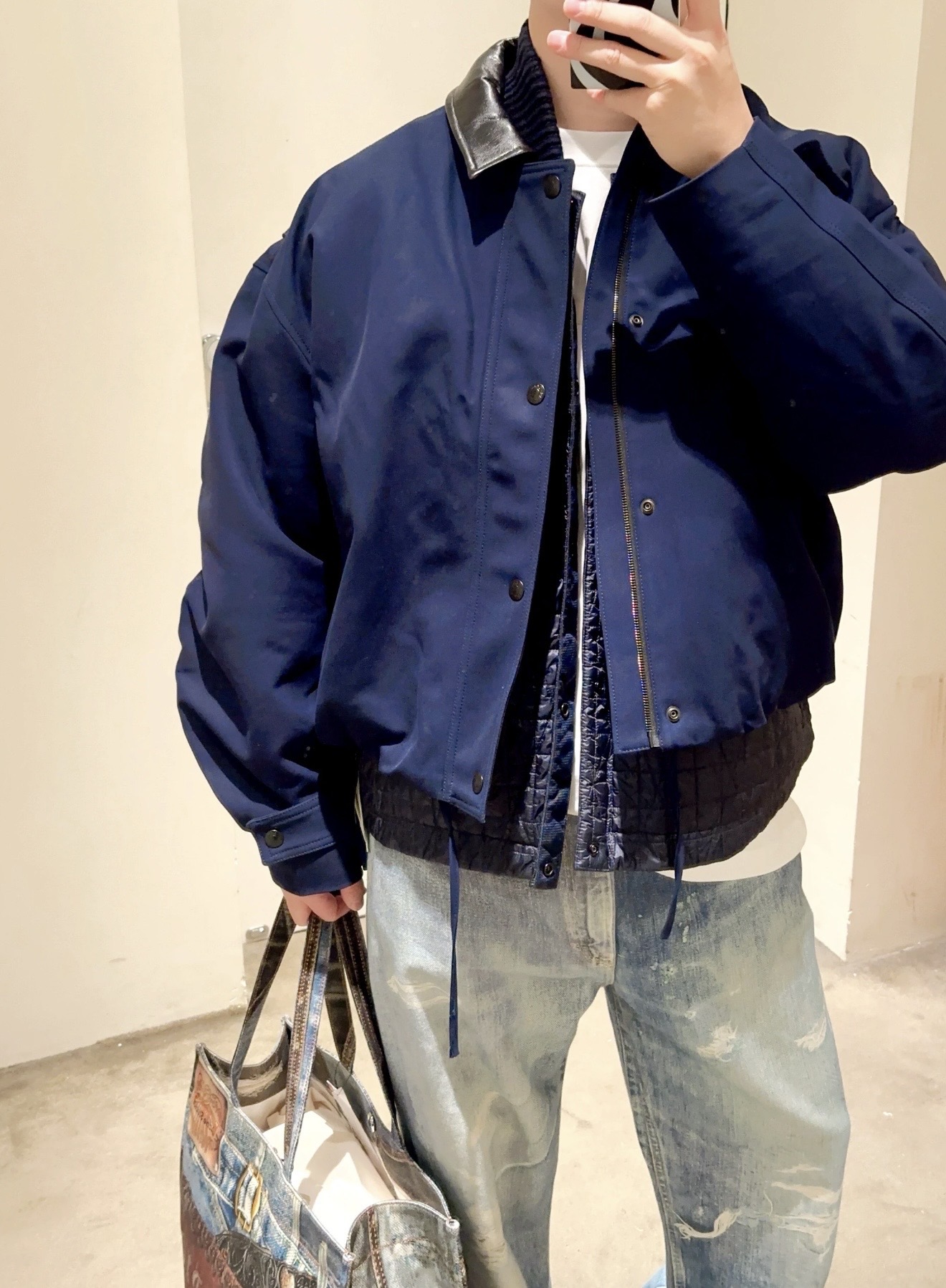 AcneStudios バーン風ジャケット | 2WAY | ブルー / ベージュ | ポリエステル100% - 画像 2
