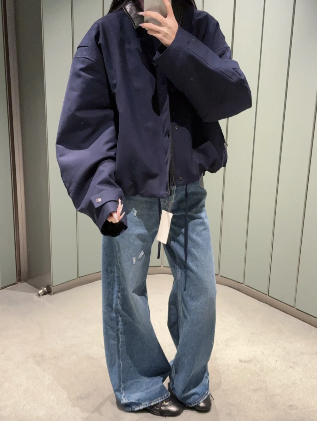 AcneStudios バーン風ジャケット | 2WAY | ブルー / ベージュ | ポリエステル100% - 画像 3
