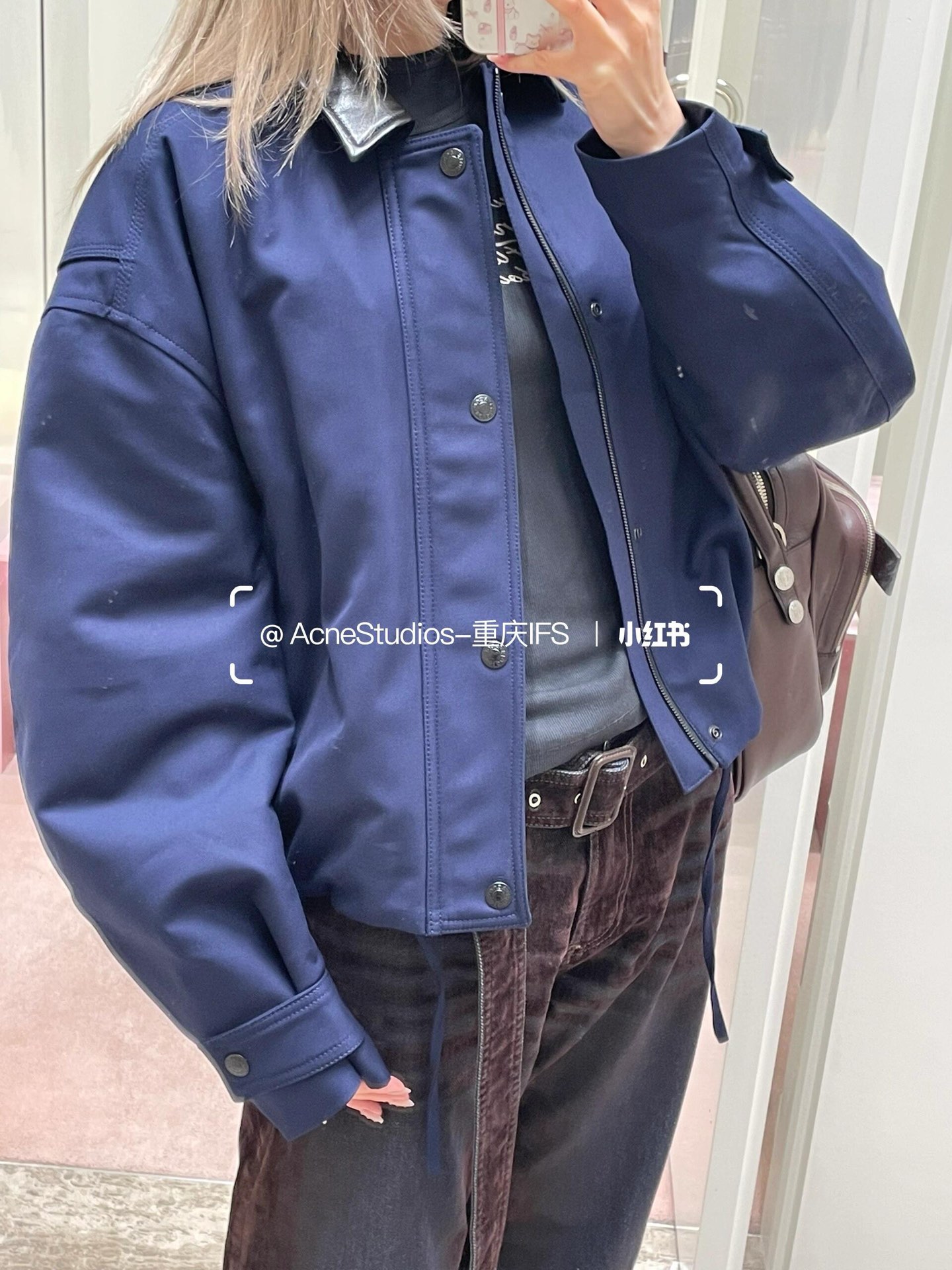 AcneStudios バーン風ジャケット | 2WAY | ブルー / ベージュ | ポリエステル100% - 画像 4