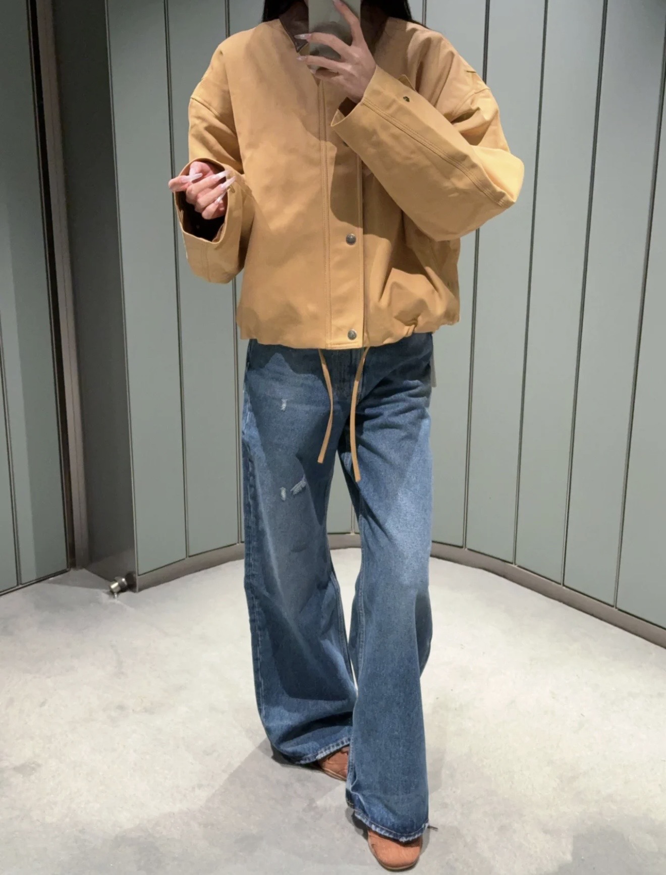 AcneStudios バーン風ジャケット | 2WAY | ブルー / ベージュ | ポリエステル100% - 画像 8