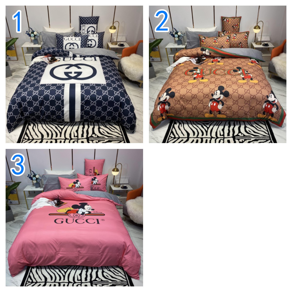 掛け布団カバー4点セット グッチGUCCI布団カバー/ボックスシーツ/枕カバー　人気ベッド用品綿100％