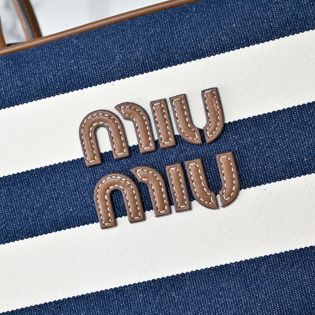 Miu Miu 5BB117 公文バッグ 大容量 キャンバス ブルー - 画像 7