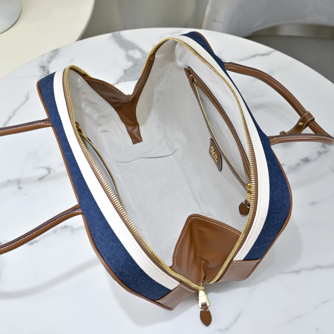 Miu Miu 5BB117 公文バッグ 大容量 キャンバス ブルー - 画像 8