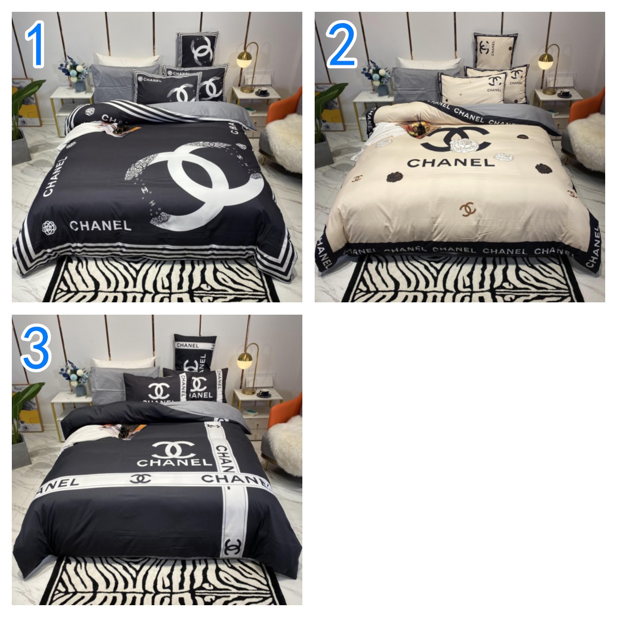 掛け布団カバー4点セット シャネルCHANEL布団カバー/ボックスシーツ/枕カバー　人気ベッド用品綿100％ - 画像 1