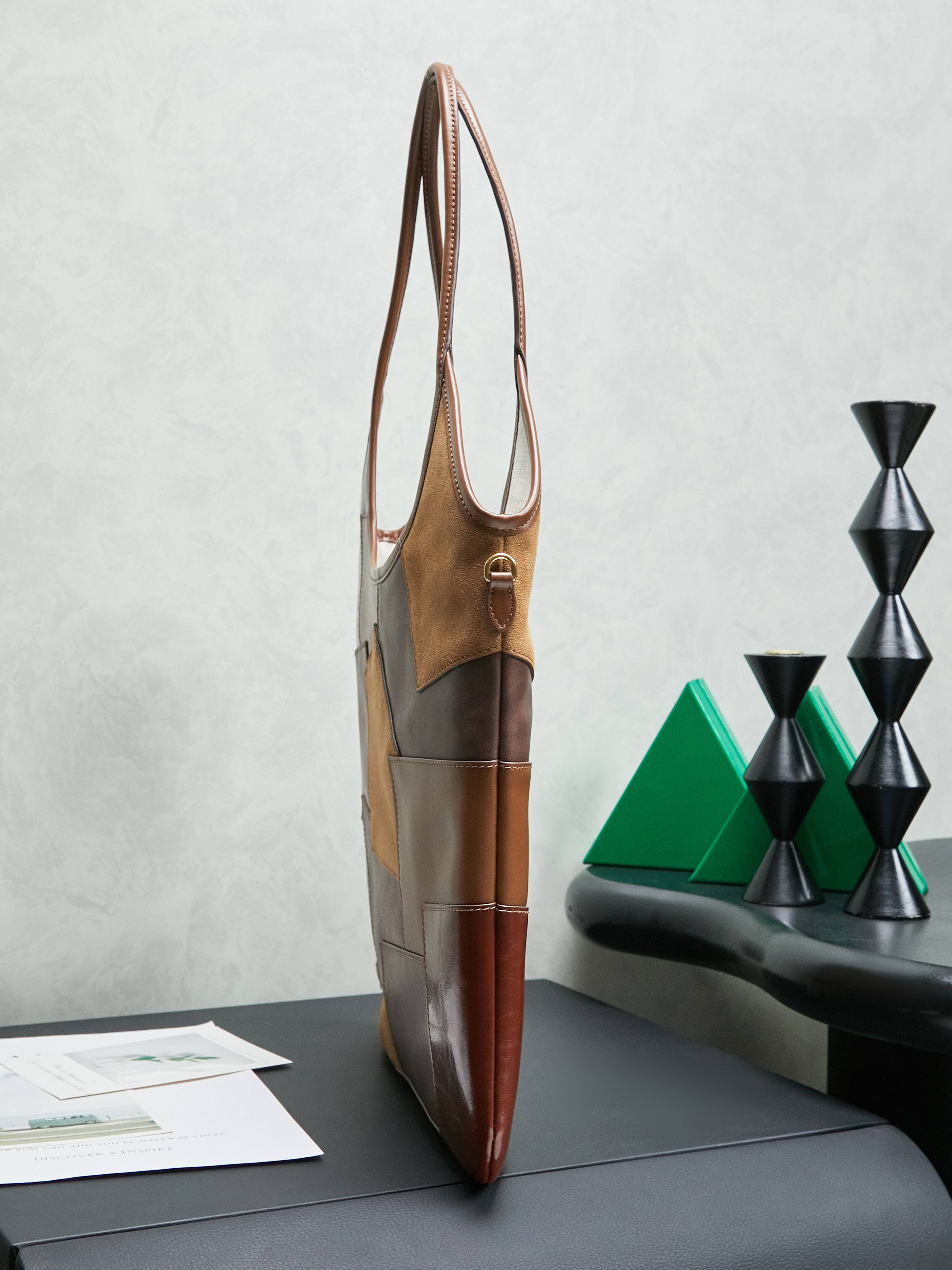 Miu Miu ハンドバッグ パッチワーク ブラウン レザー製 - 画像 3