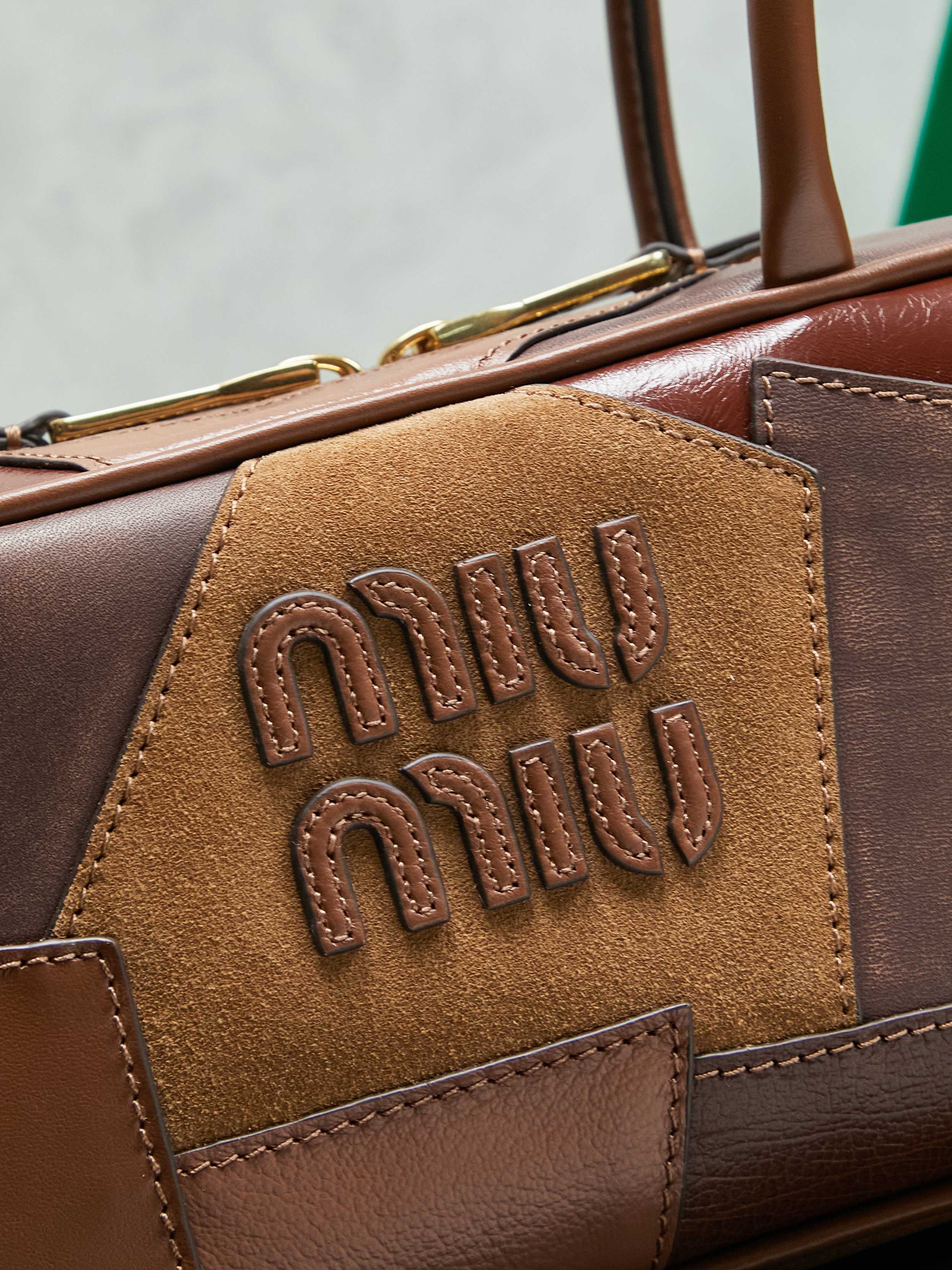 Miu Miu レザー バッグ パッチワーク ブラウン - 画像 6