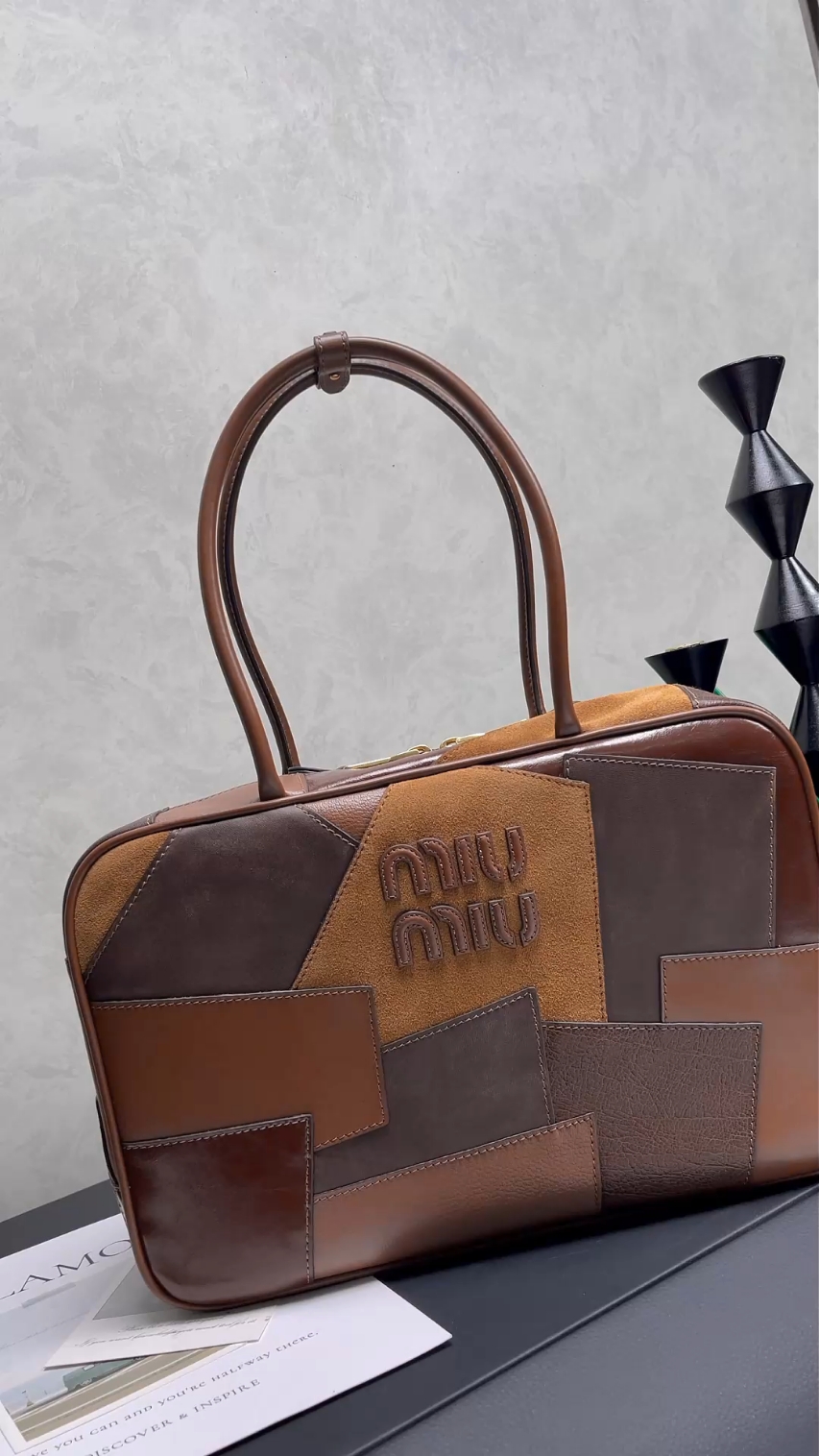 Miu Miu トートバッグ パッチワーク ブラウン 1.jpg