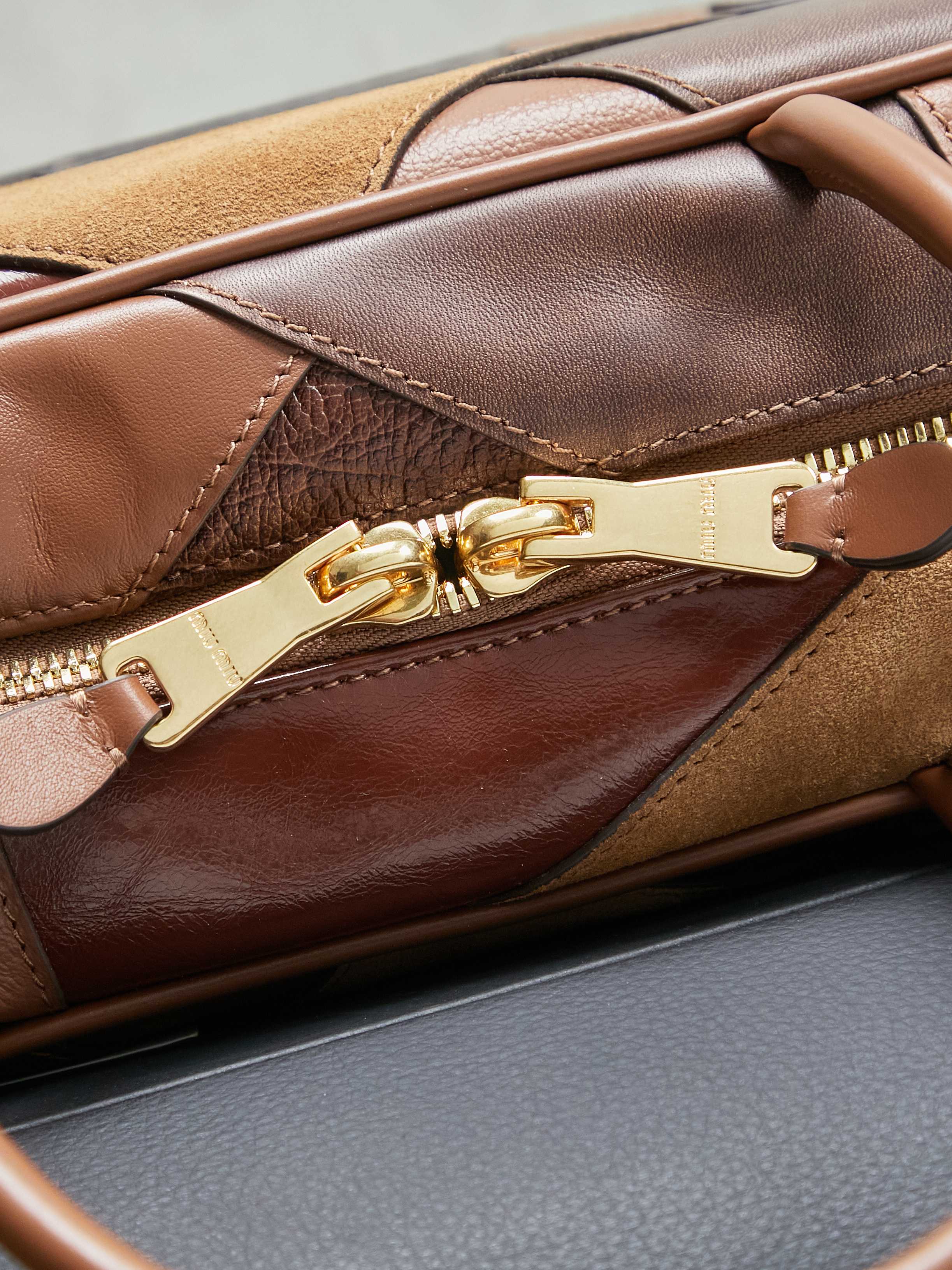 Miu Miu レザー バッグ パッチワーク ブラウン - 画像 6