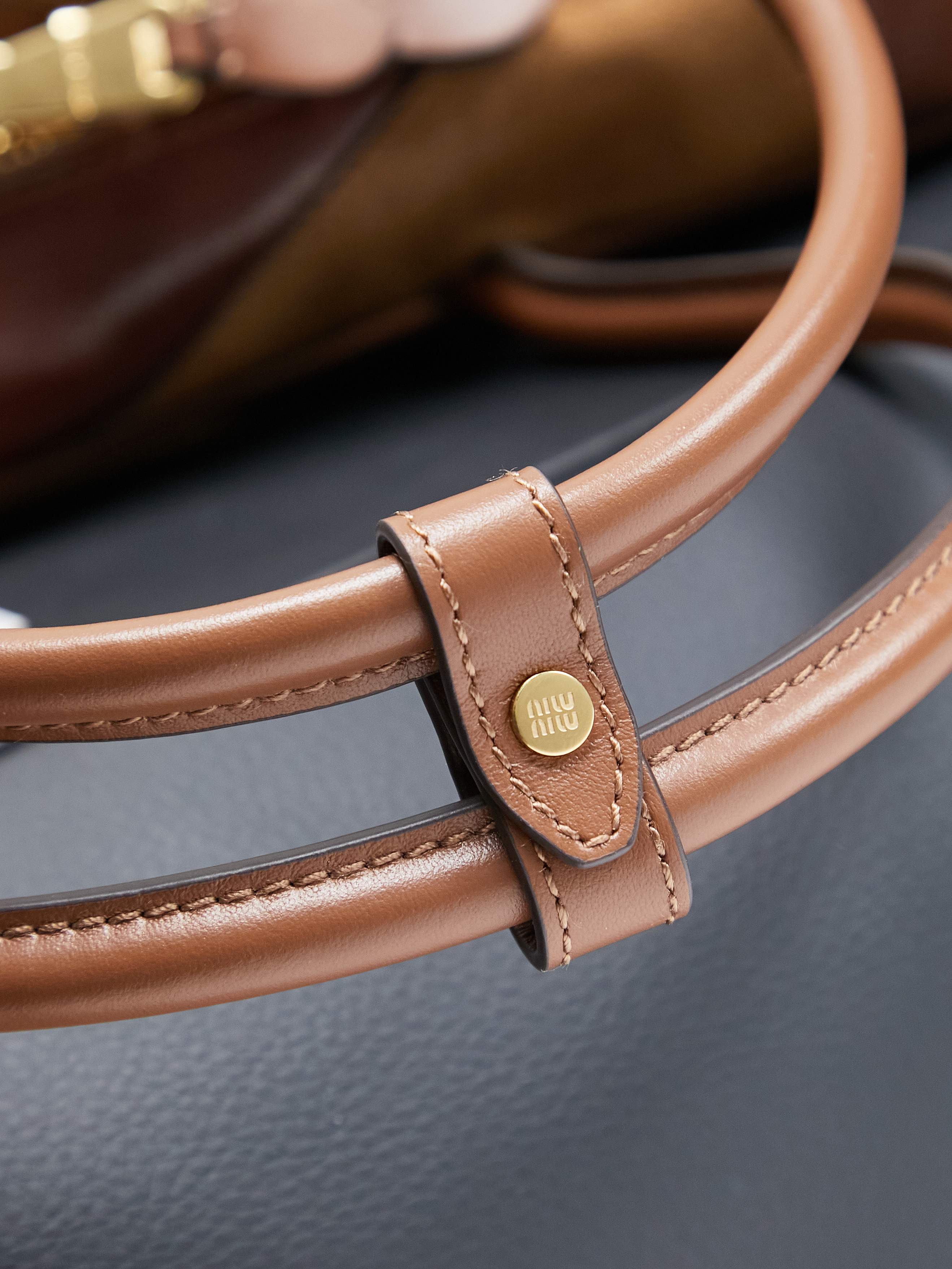 Miu Miu レザー バッグ パッチワーク ブラウン - 画像 7