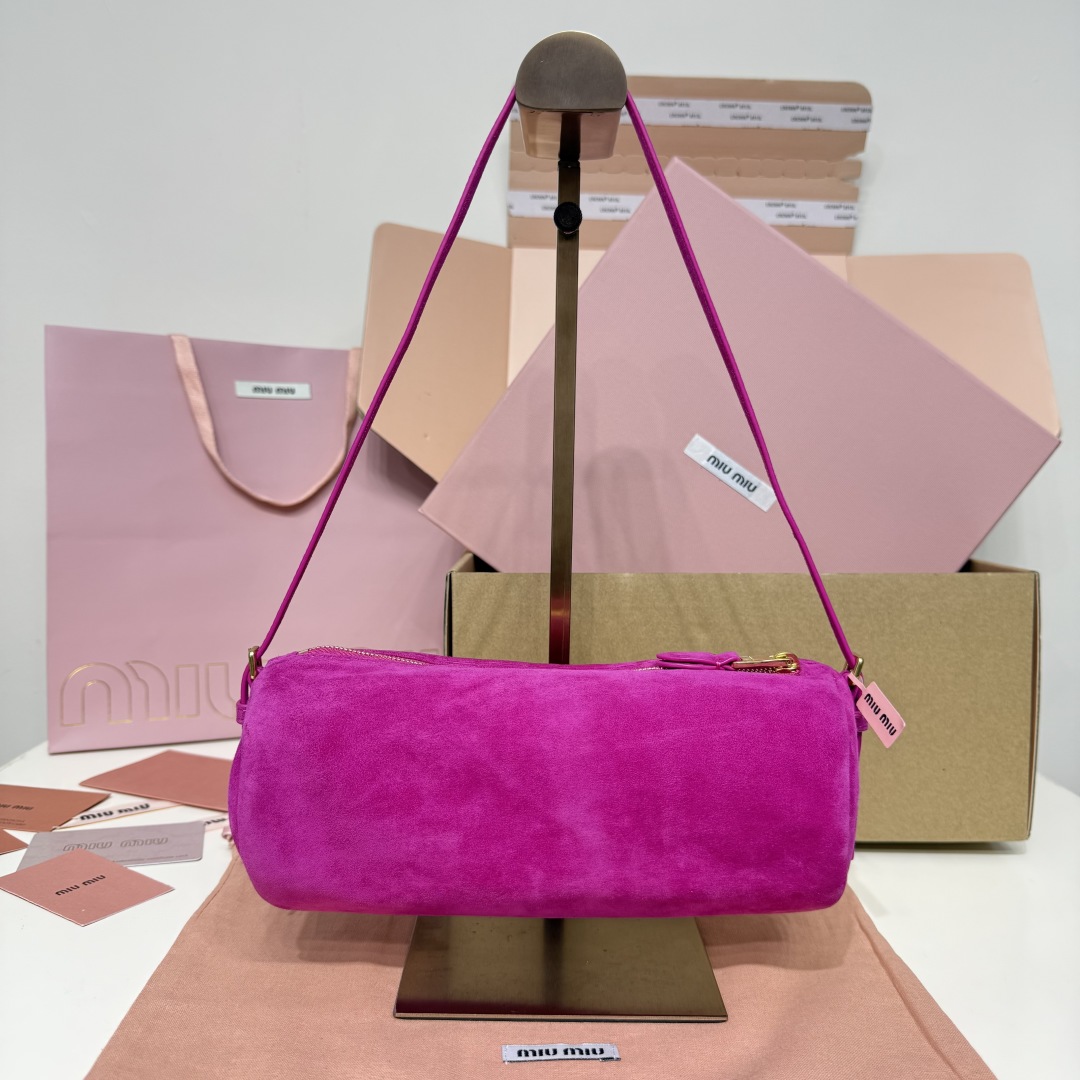 Miu Miu ボストンバッグ ロングショルダー ピンク スエード製 - 画像 3