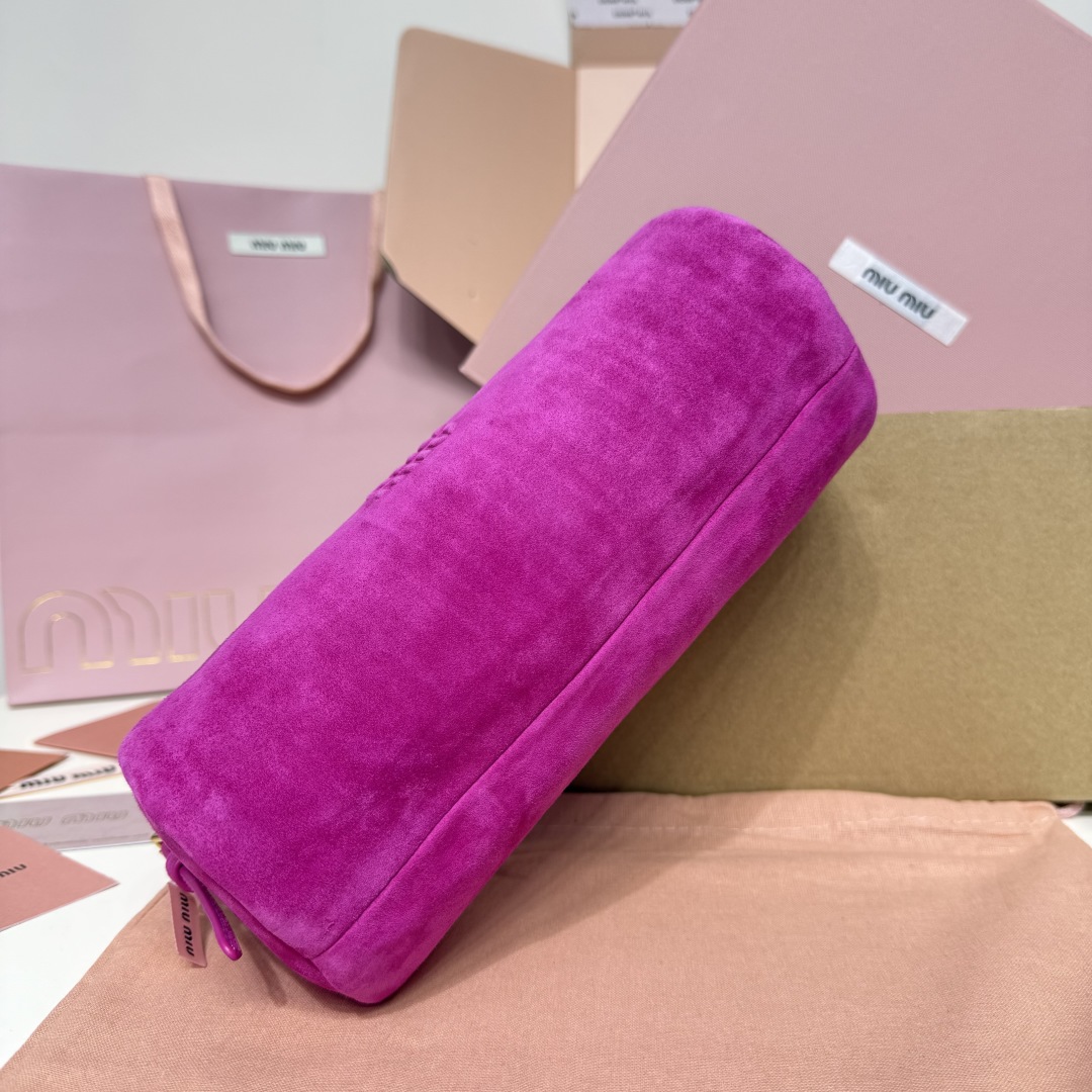 Miu Miu ボストンバッグ ロングショルダー ピンク スエード製 - 画像 4