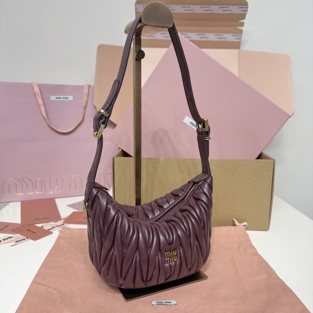 Miu Miu レディース ハンドバッグ コンパクト ブラウン レザー - 画像 2