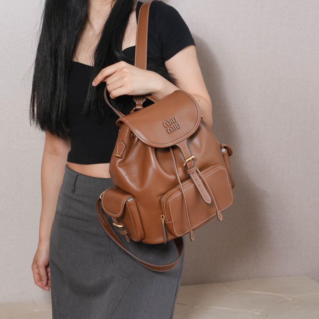 Miu Miu リュックサック | レザー ブラウン - 画像 6