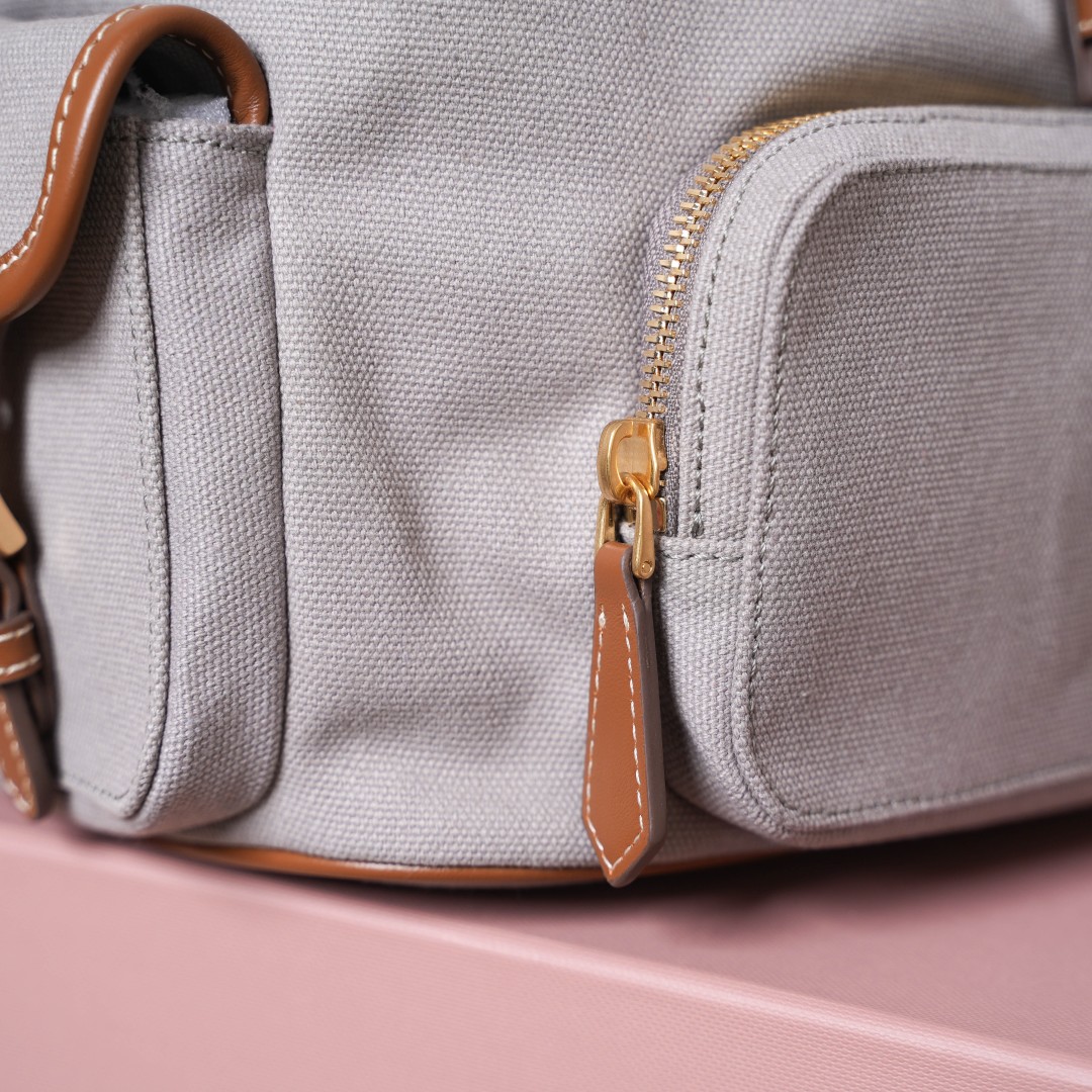 Miu Miu リュックサック | ファブリック ブラウン グレー - 画像 5